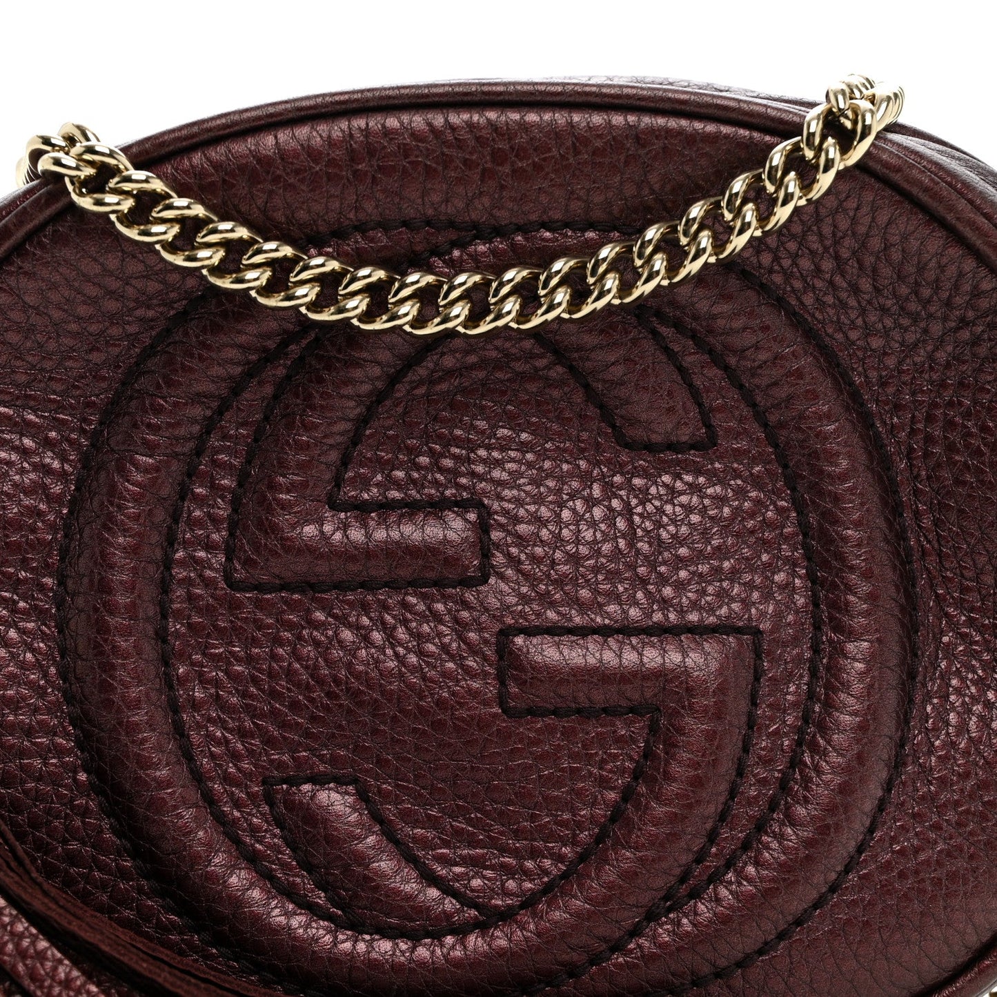 Metallic Pebbled Calfskin Mini Soho Chain Bag Purple