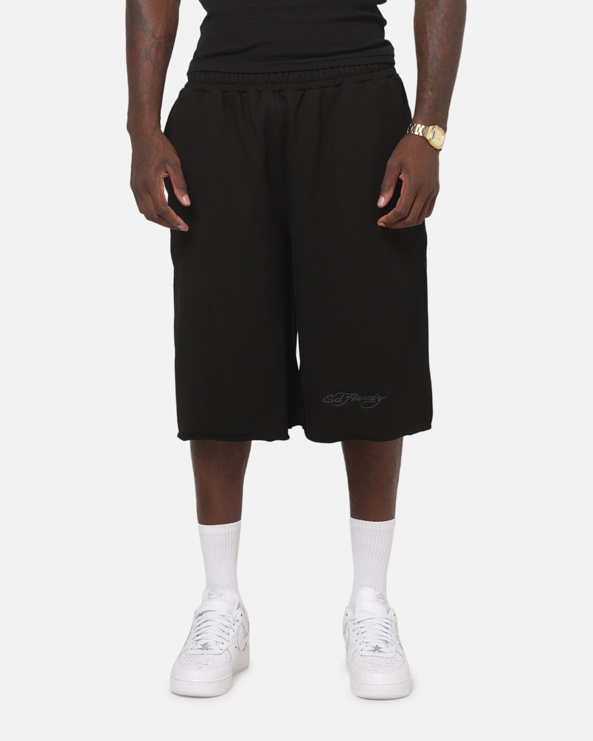 Ed Hardy Baggy Fleece Shorts Black