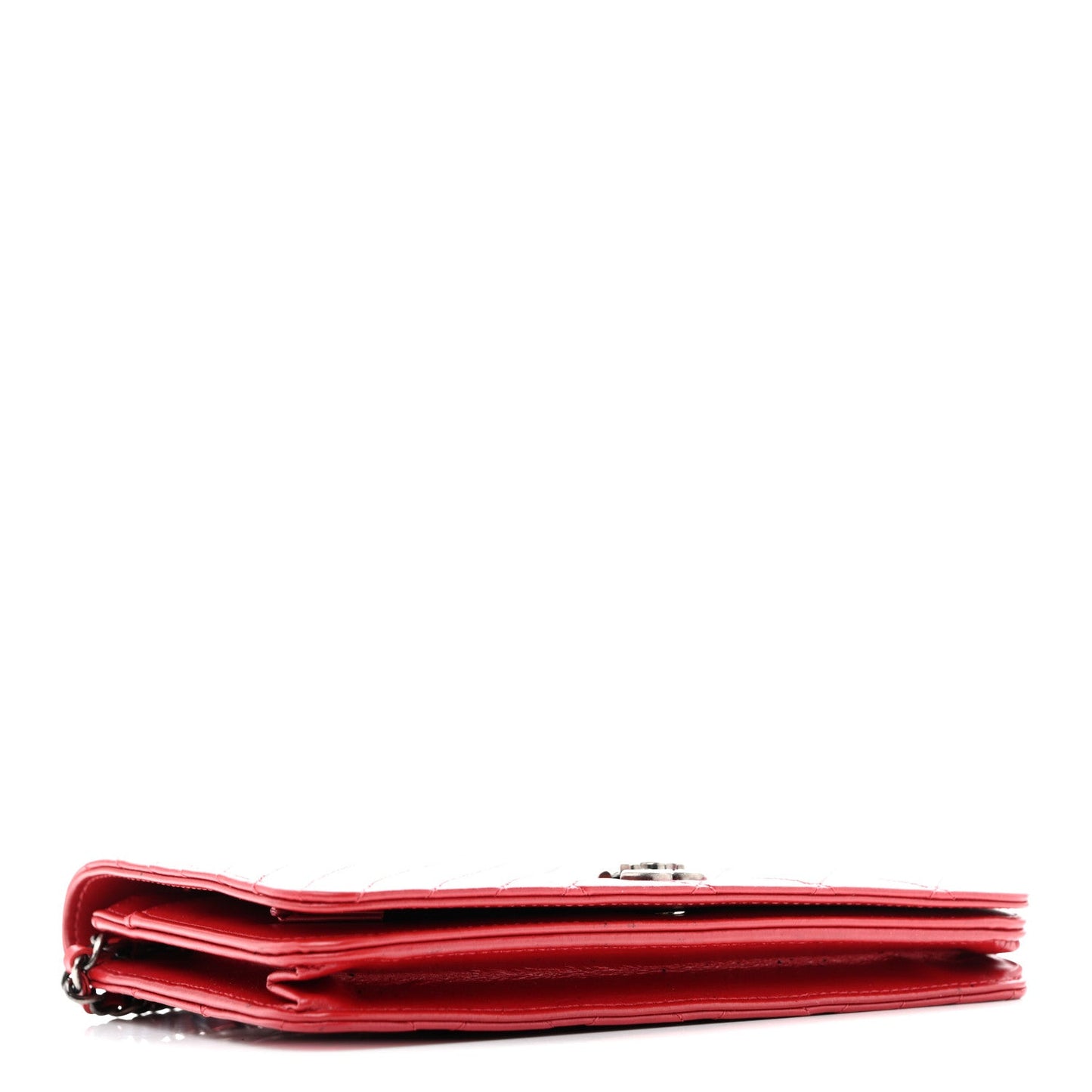 Glazed Calfskin Quilted Coco Boy Wallet On Chain WOC Red