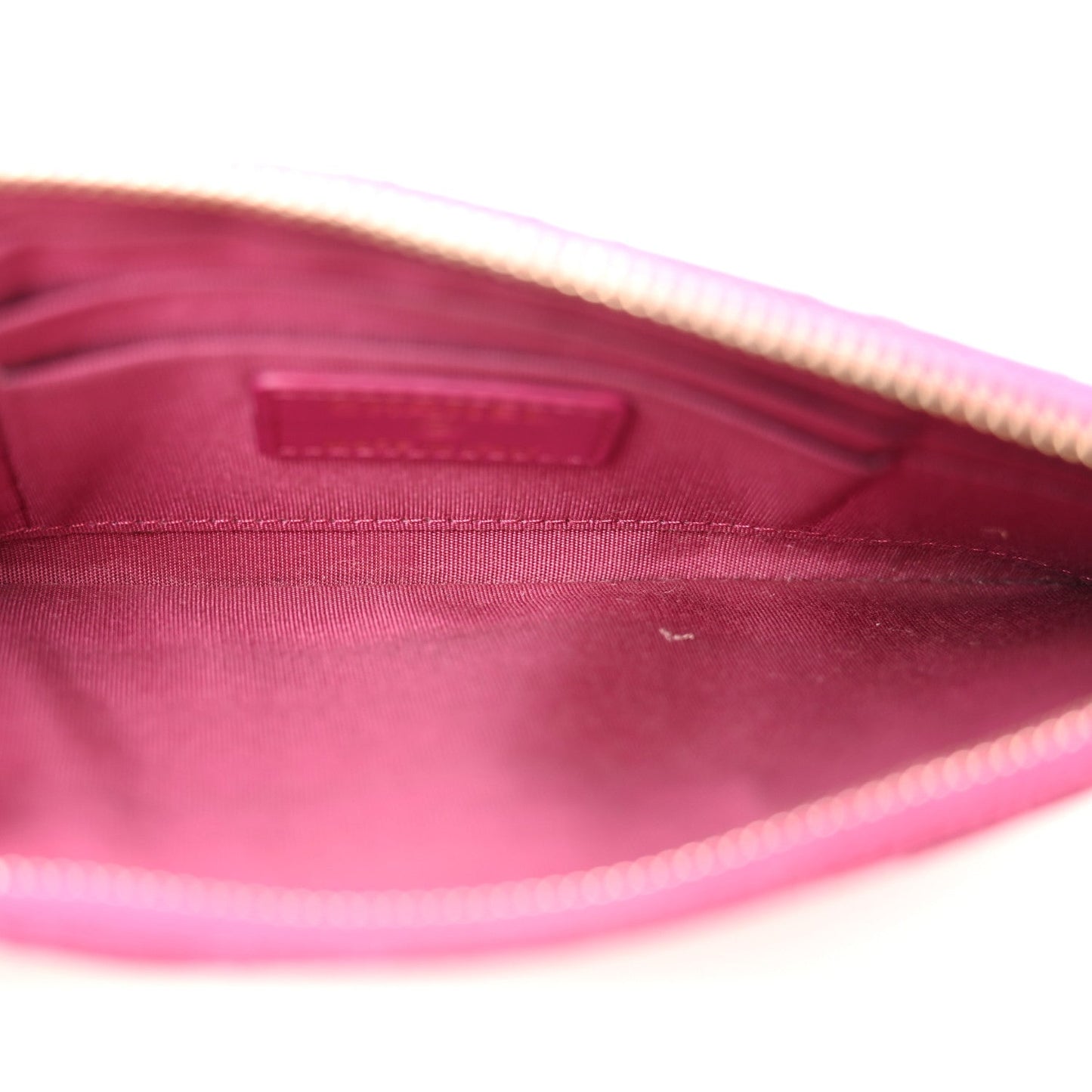 Lambskin Camellia Embossed Classic Zip Pouch Pink