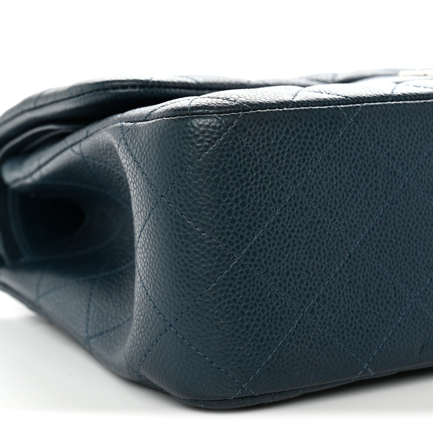 Metallic Caviar Quilted Jumbo Double Flap Dark Blue