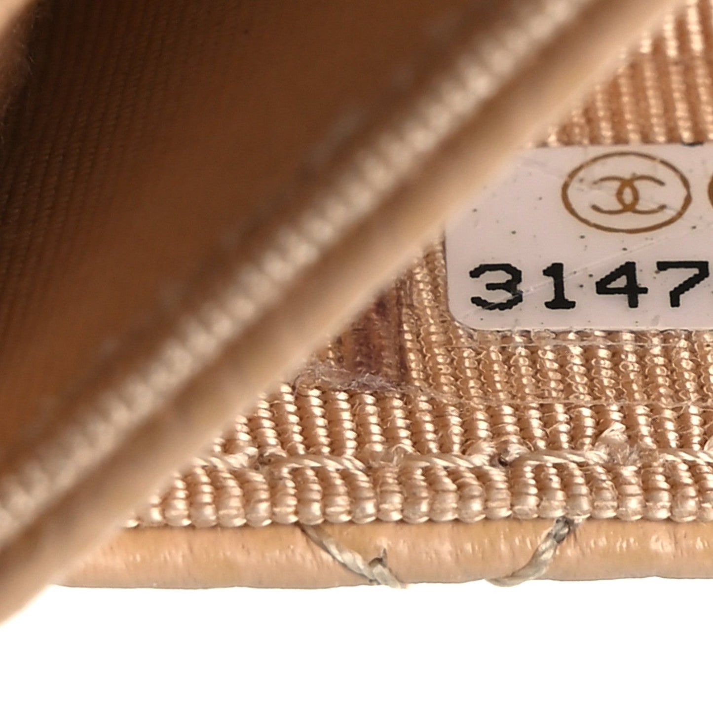Caviar Quilted Flap Card Holder Wallet Beige