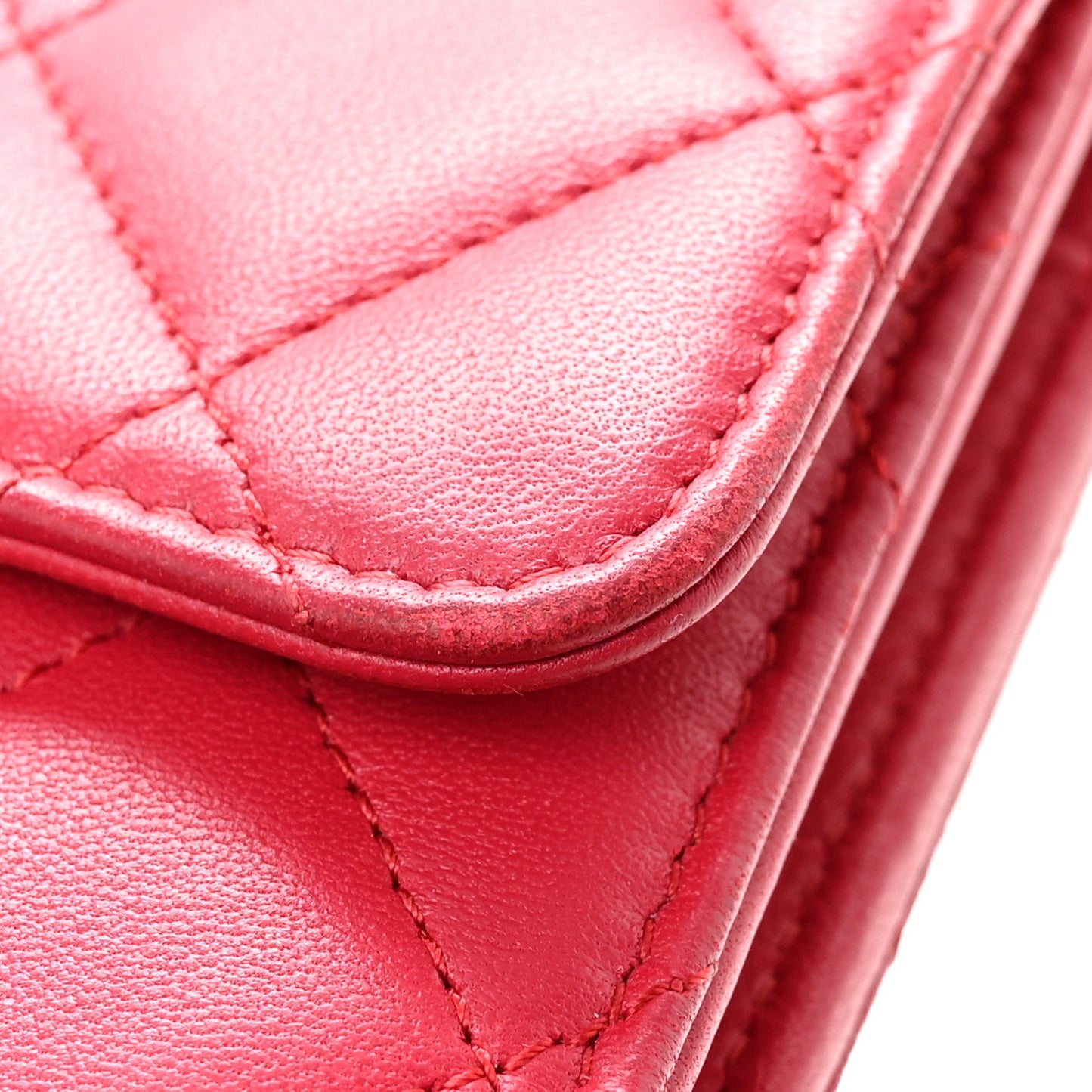 Lambskin Quilted Large Flap Wallet Dark Pink