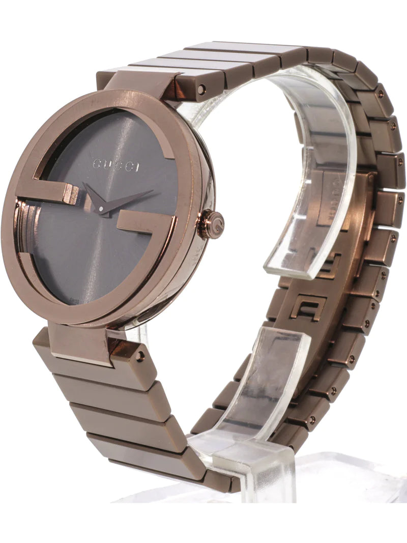 Gucci Interlocking G Quartz Brown Dial Brown Steel Strap Watch for Women -  YA133317