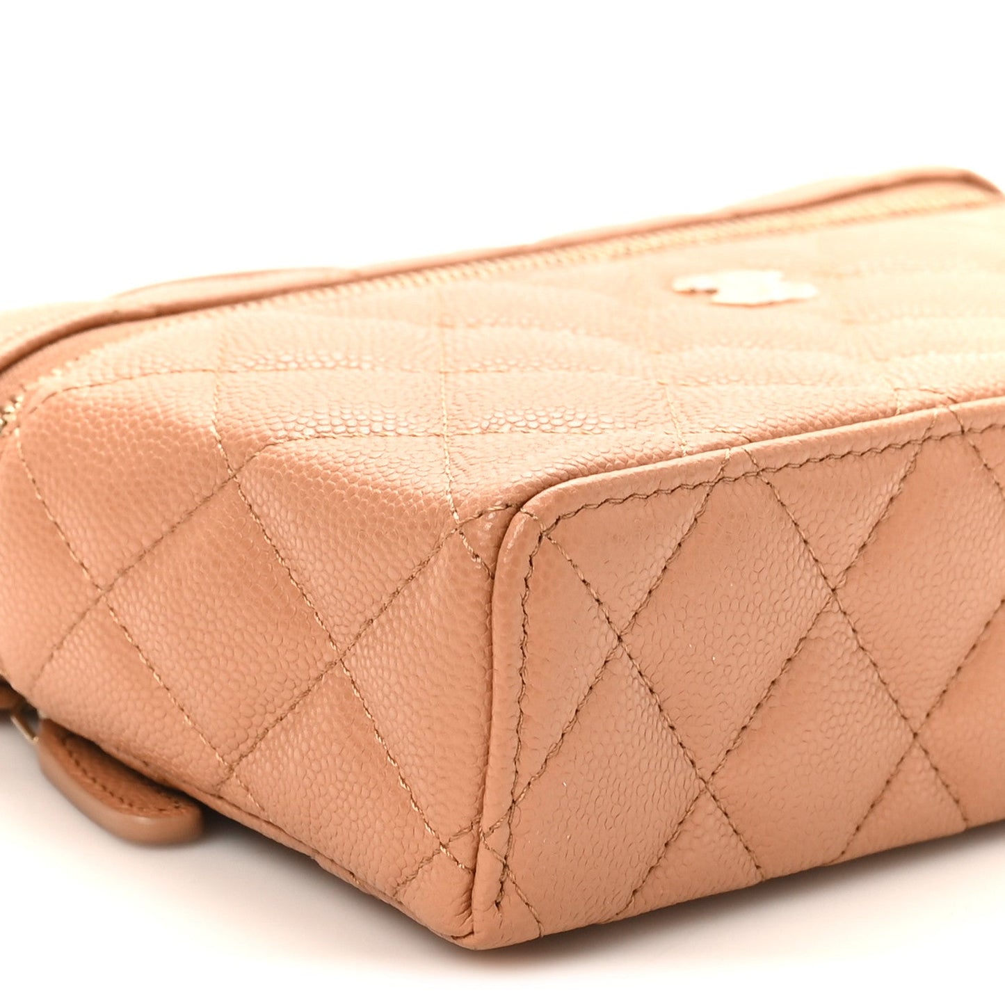 Caviar Quilted Top Handle Slim Vanity With Chain Brown