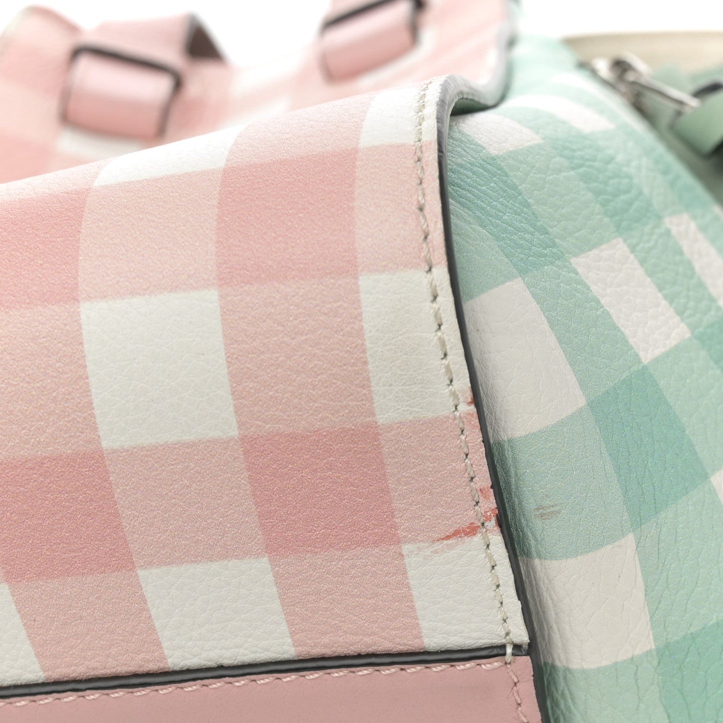 Calfskin Gingham Small Hammock Shoulder Bag Pink Green