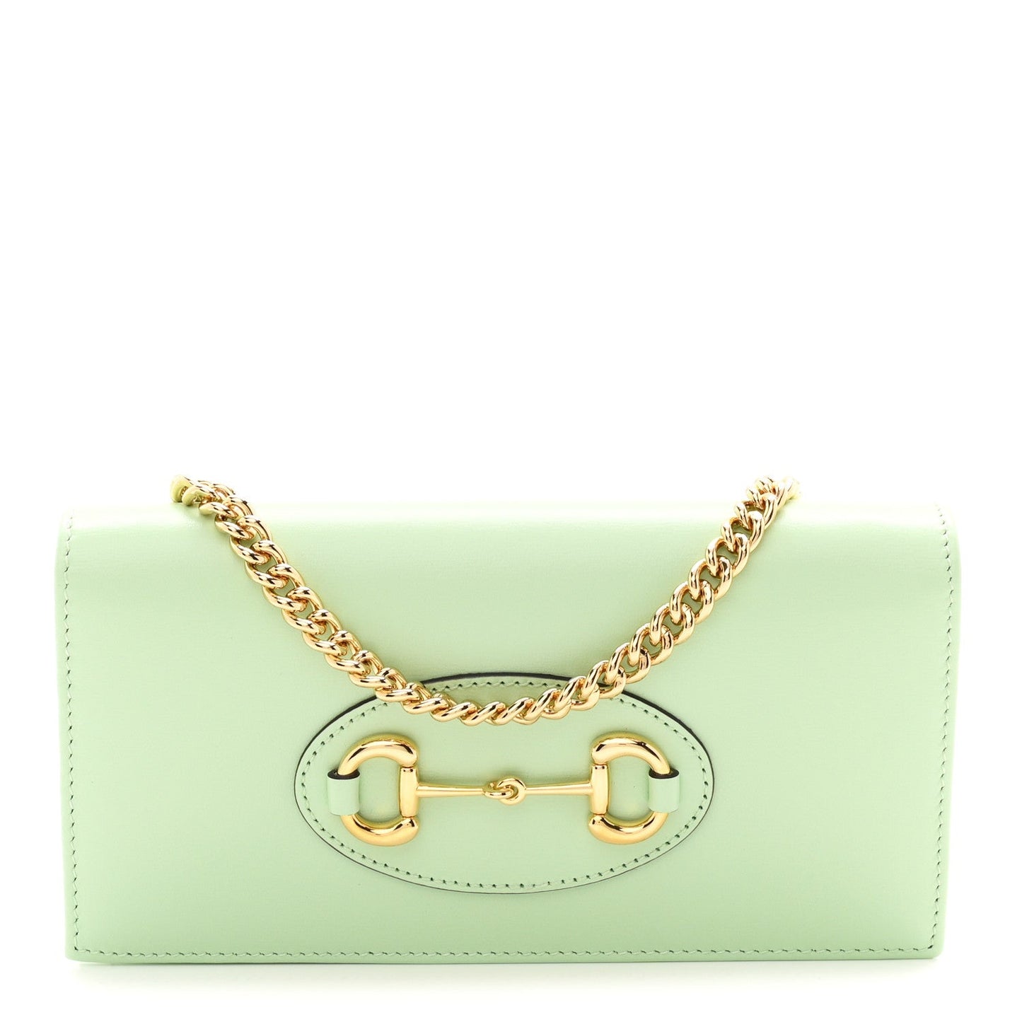 Boarded Plutone Calfskin Horsebit 1955 Wallet On Chain Green