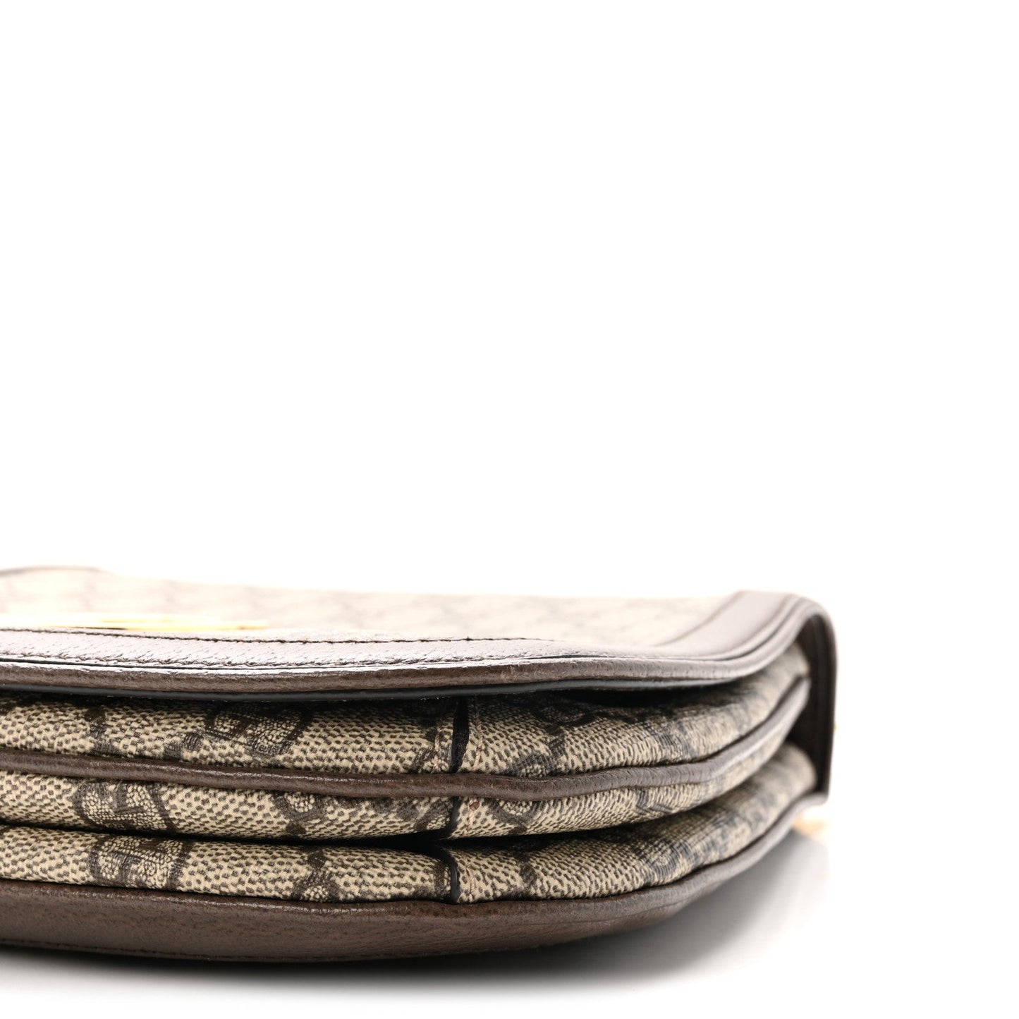 GG Supreme Monogram Textured Dollar Calfskin Web Medium Blondie Top Handle Shoulder Flap Bag Beige Ebony New Acero