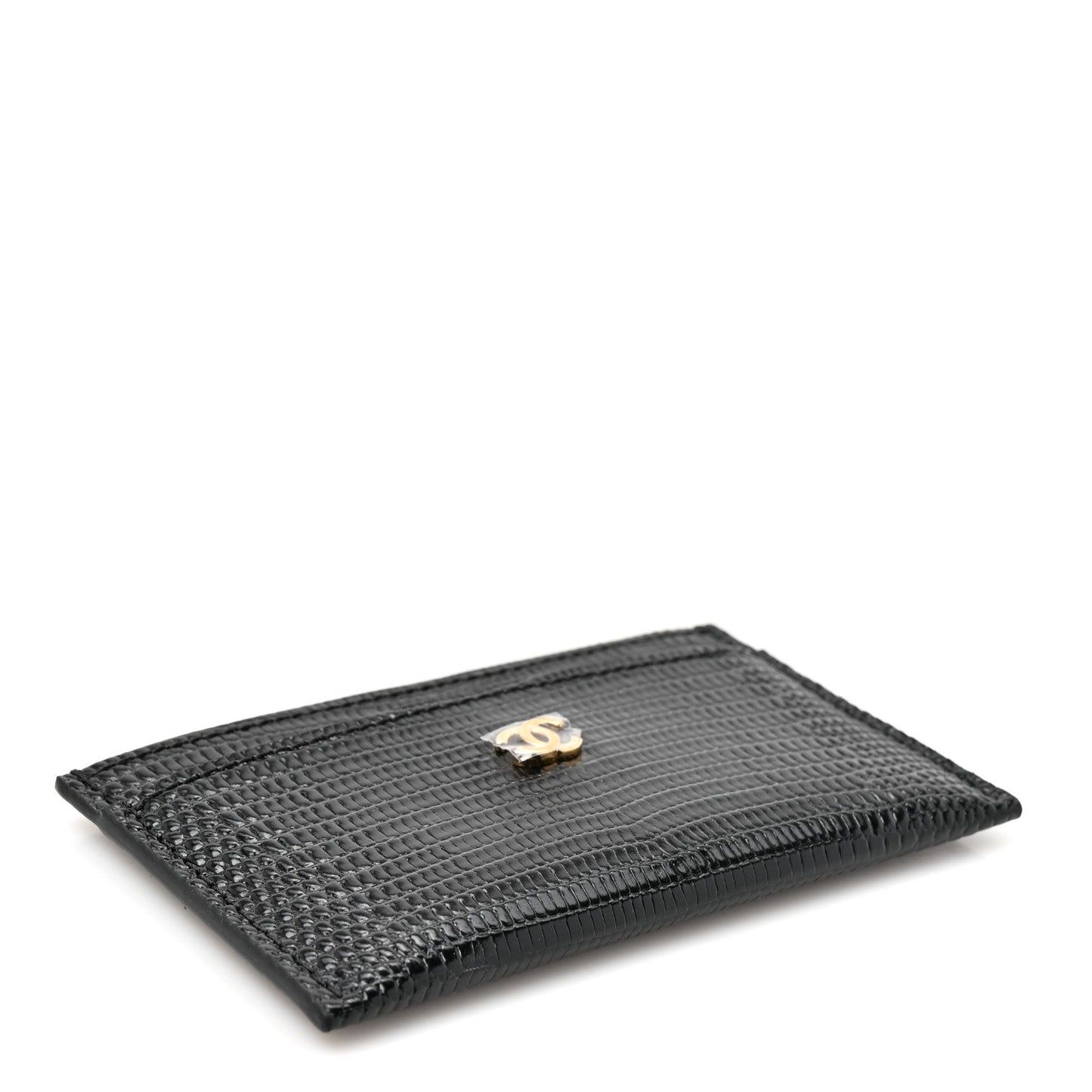Calfskin Lizard Embossed Card Holder Black
