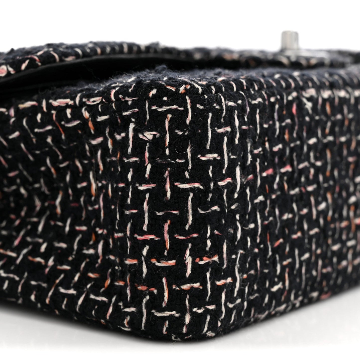 Tweed Quilted Medium Double Flap Black