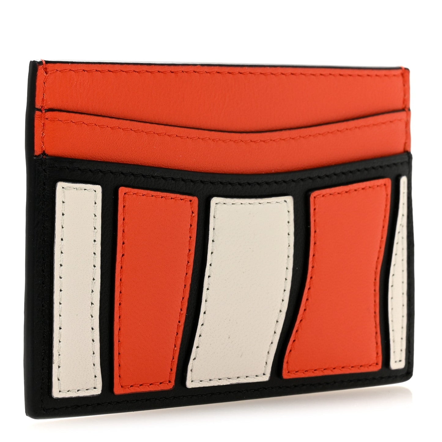 Lambskin Coco Beach Card Holder Orange White Black