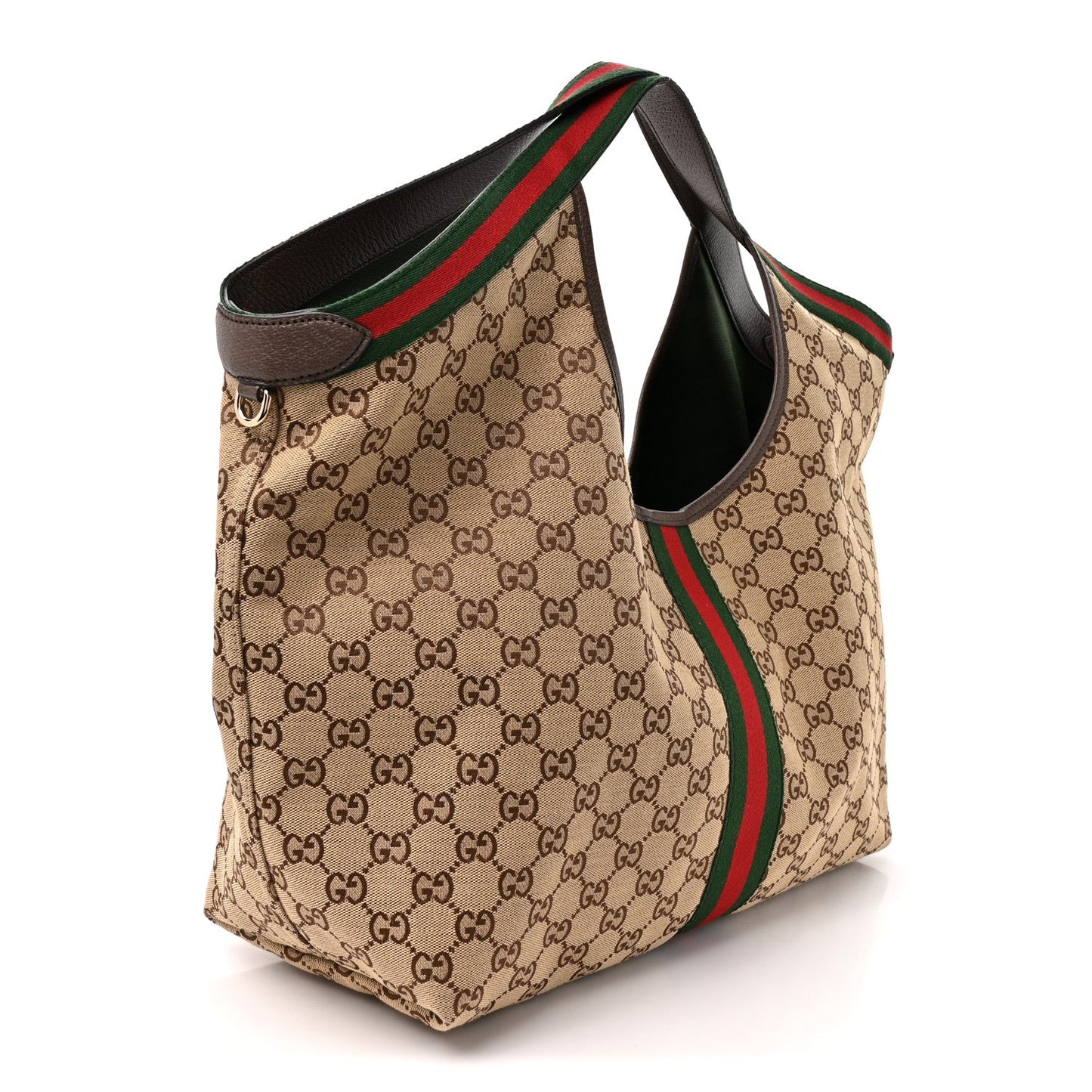 GG Monogram Web Large Giglio Tote Beige Brown