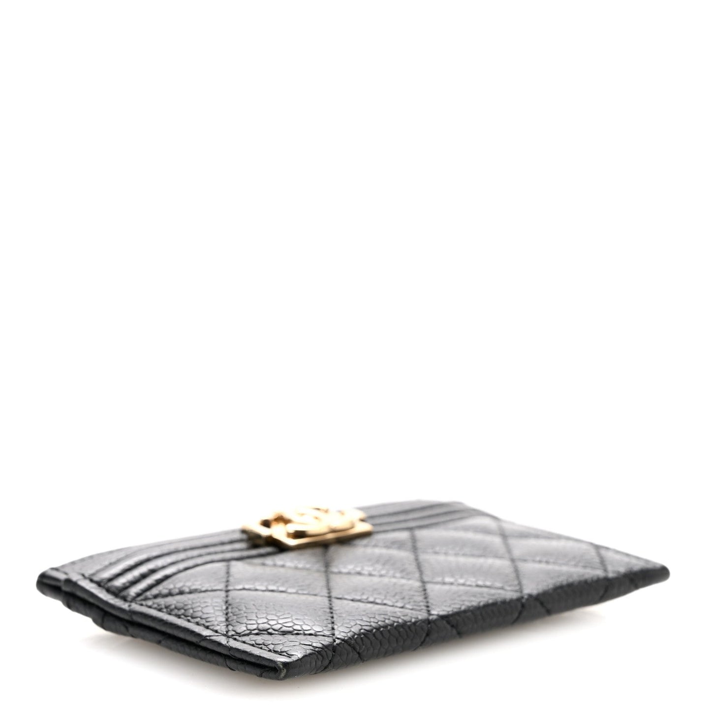 Caviar Quilted Boy Card Holder Black