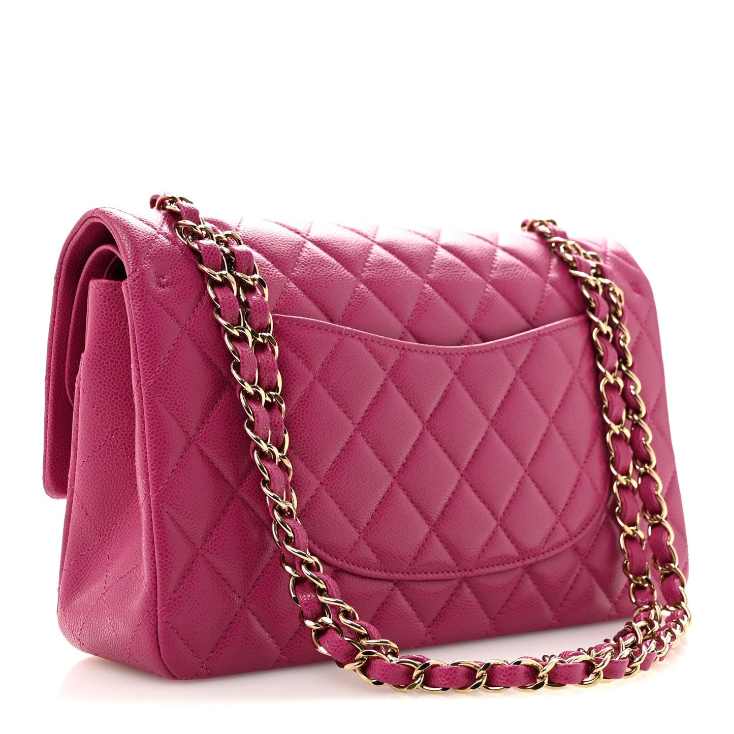 Caviar Quilted Medium Double Flap Purple