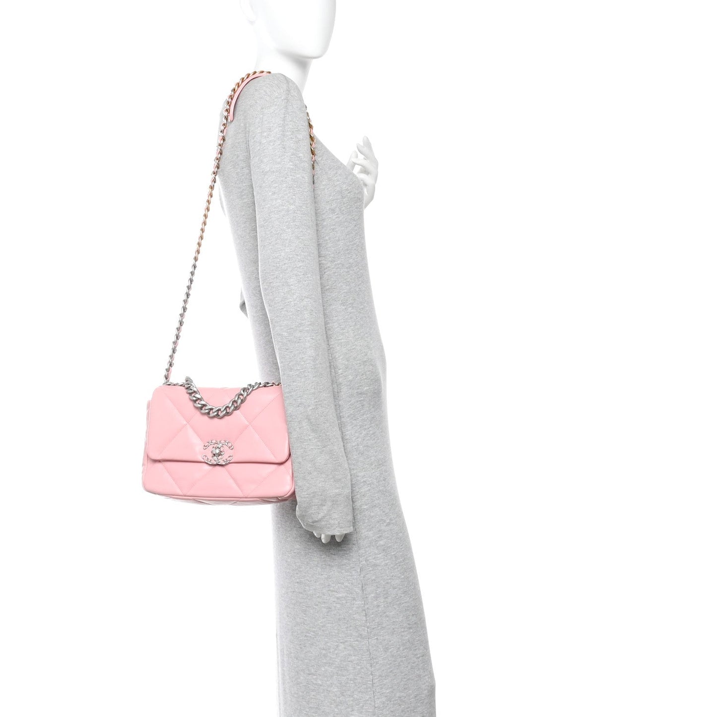 Lambskin Quilted Medium Chanel 19 Flap Light Pink