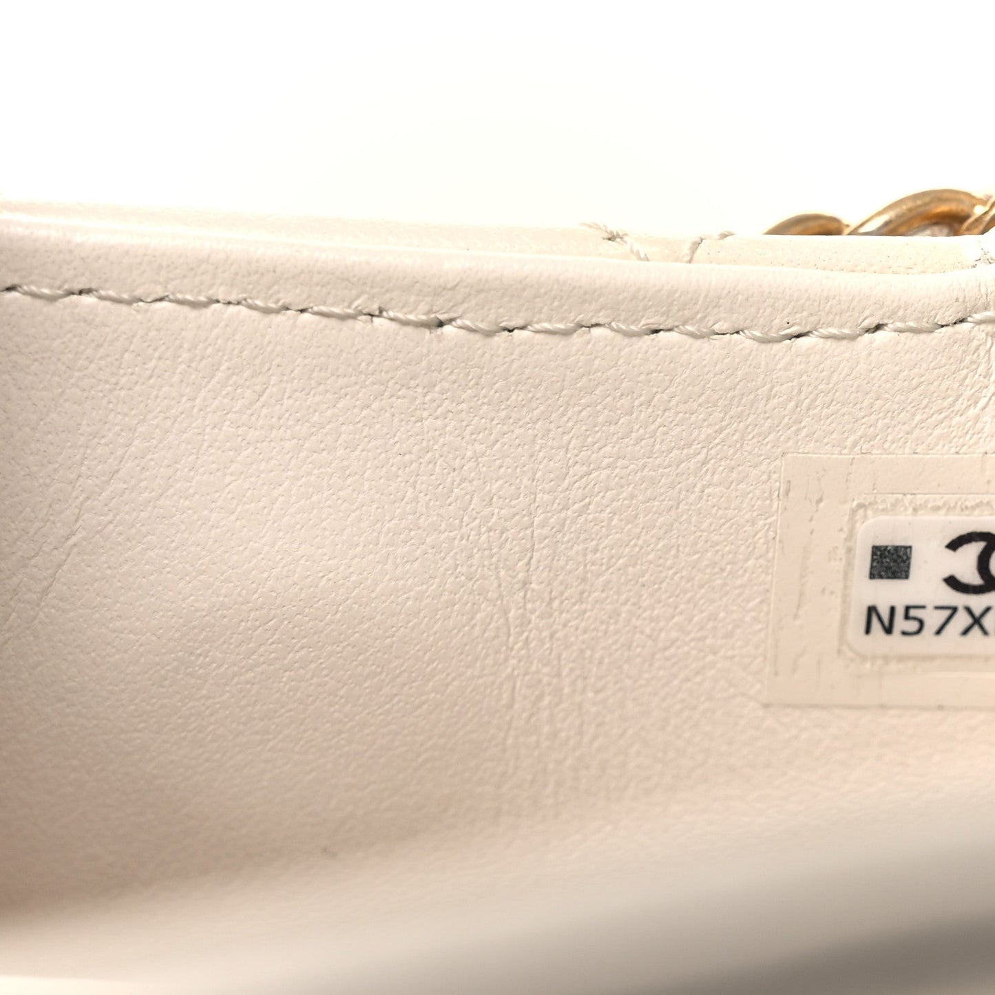 Shiny Aged Calfskin Quilted Mini Nano Kelly Shopper White