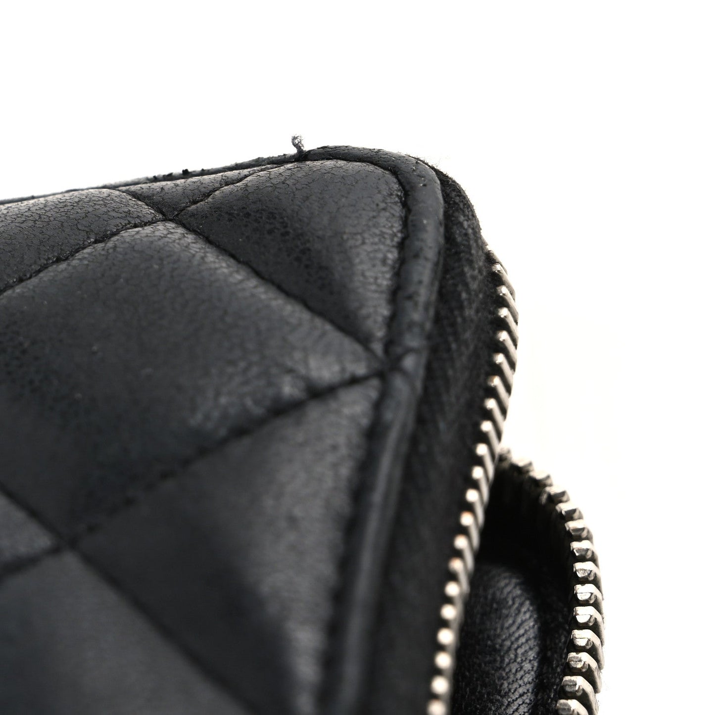 Lambskin Quilted Large Gusset Zip Around Wallet Black