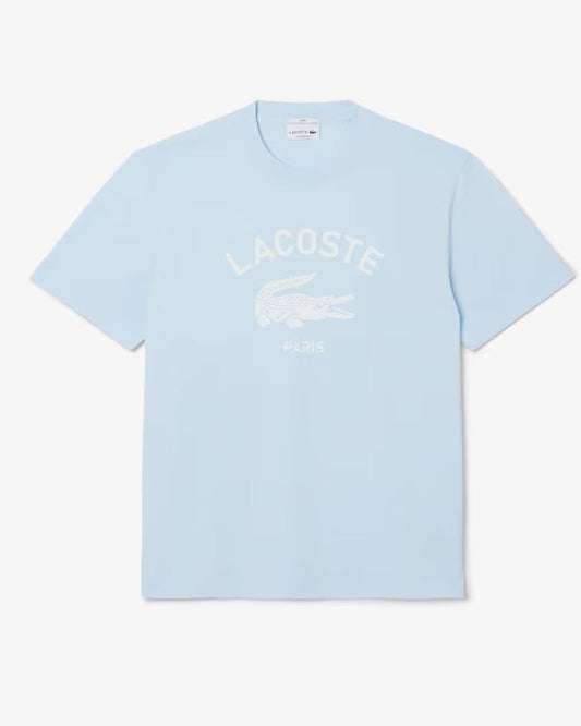 LACOSTE SIGNATURE PRINT COTTON T-SHIRT Men’s -LIGH BLUE