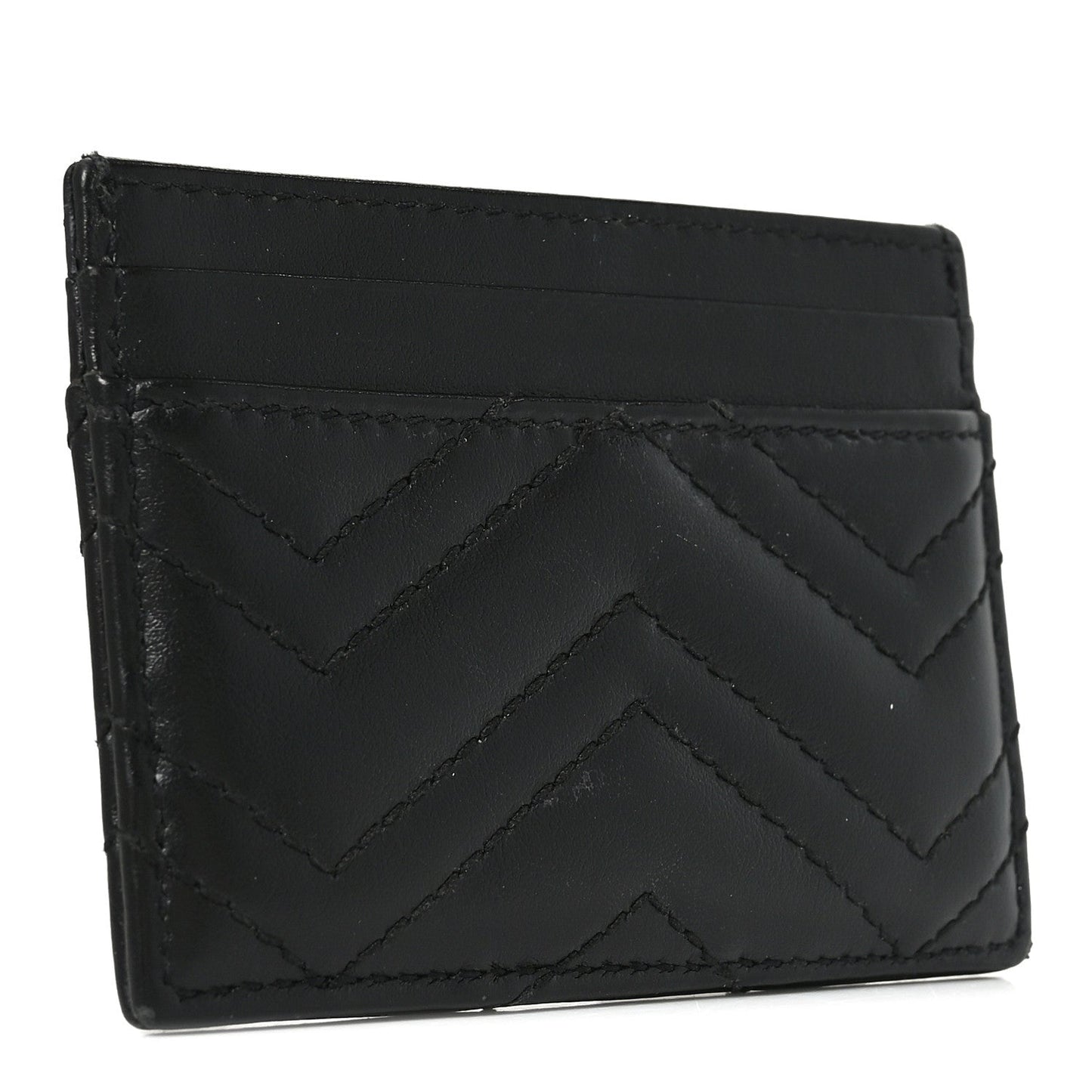 Calfskin Matelasse GG Marmont Card Holder Black