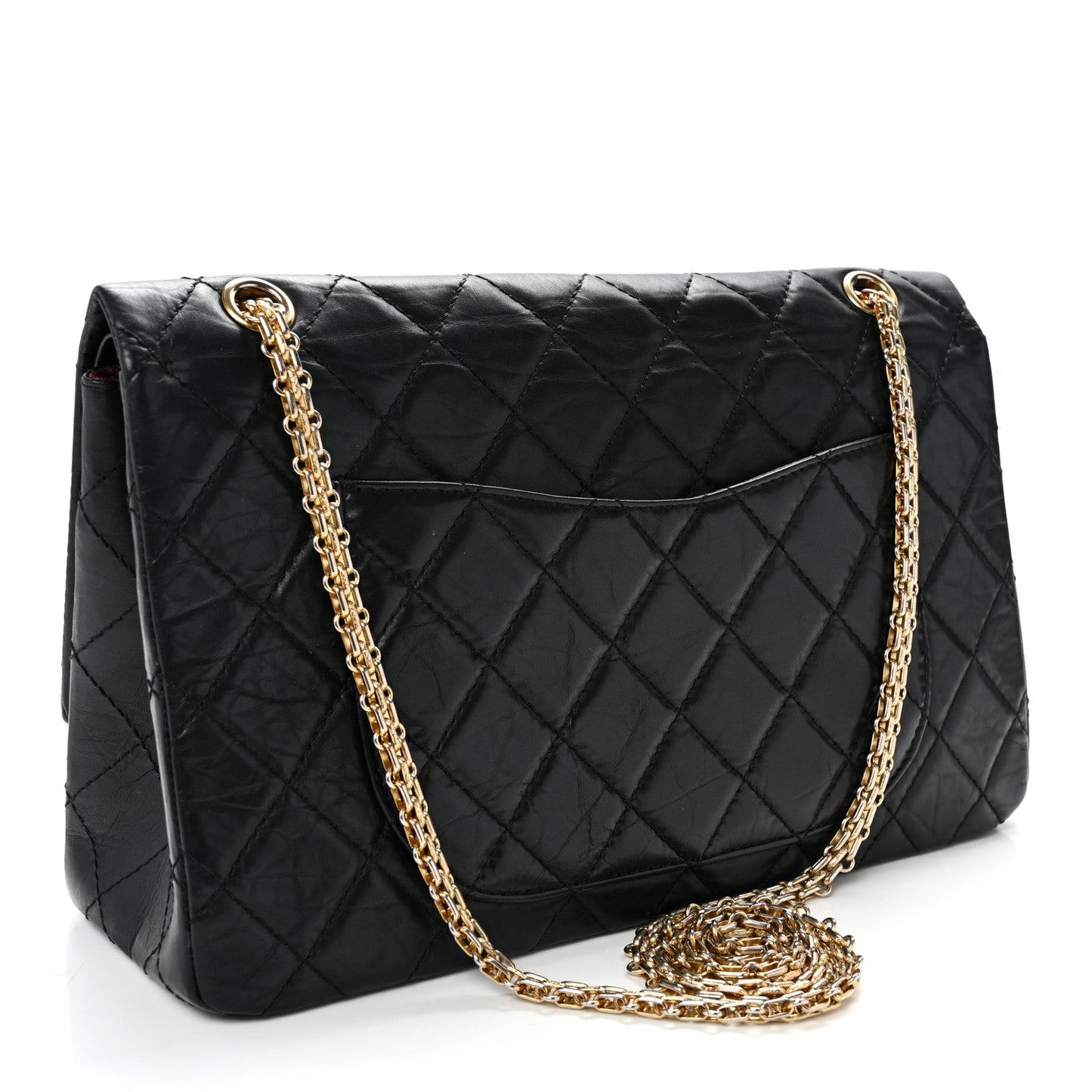 Aged Calfskin Quilted 2.55 Reissue 227 Flap Black