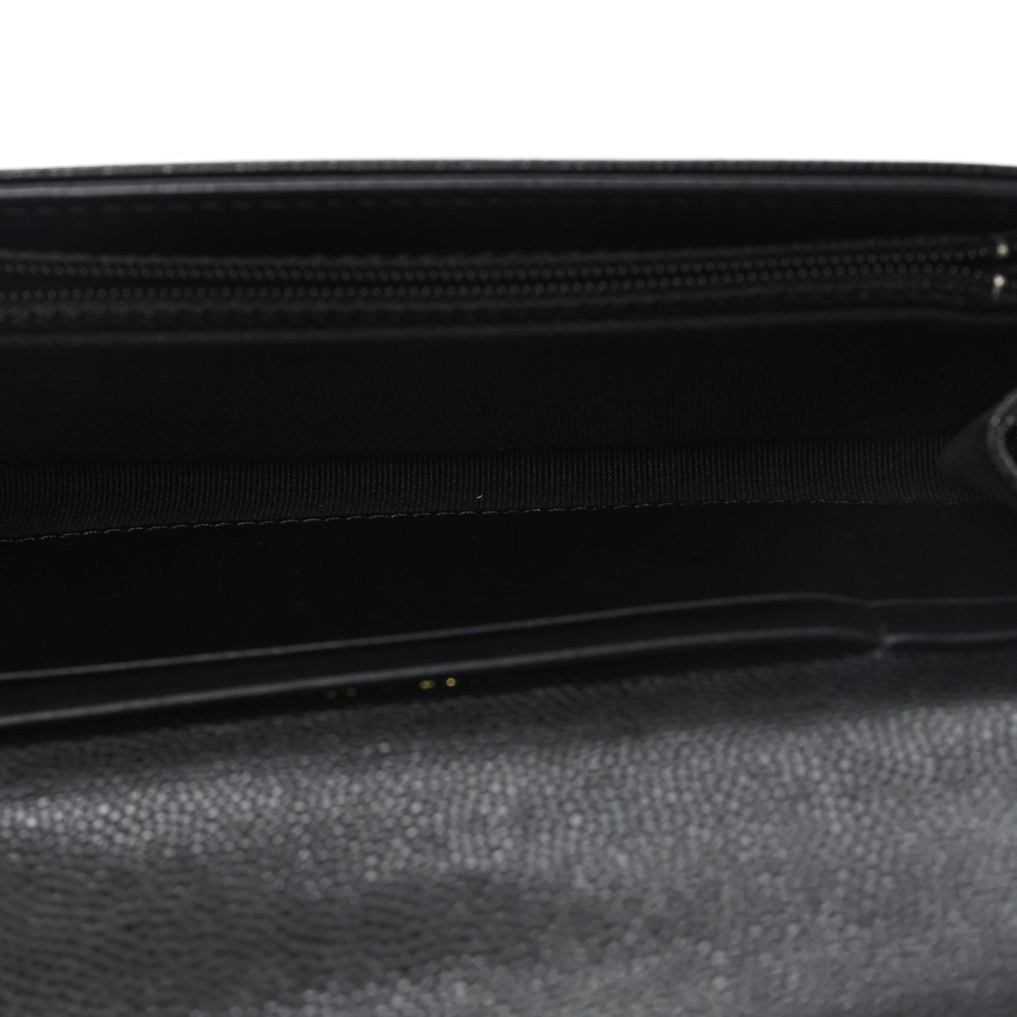 Caviar Quilted Crystal CC Large Gusset Flap Wallet Black
