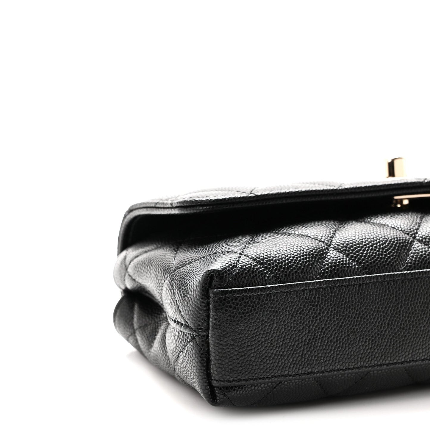 Caviar Quilted Coco Handle East West Clutch With Chain Black