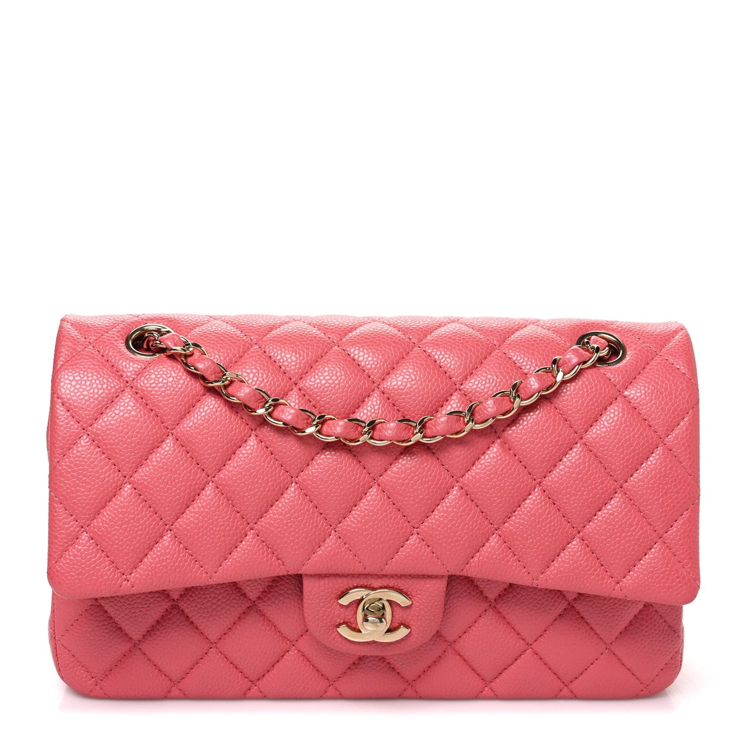 Caviar Quilted Medium Double Flap Pink