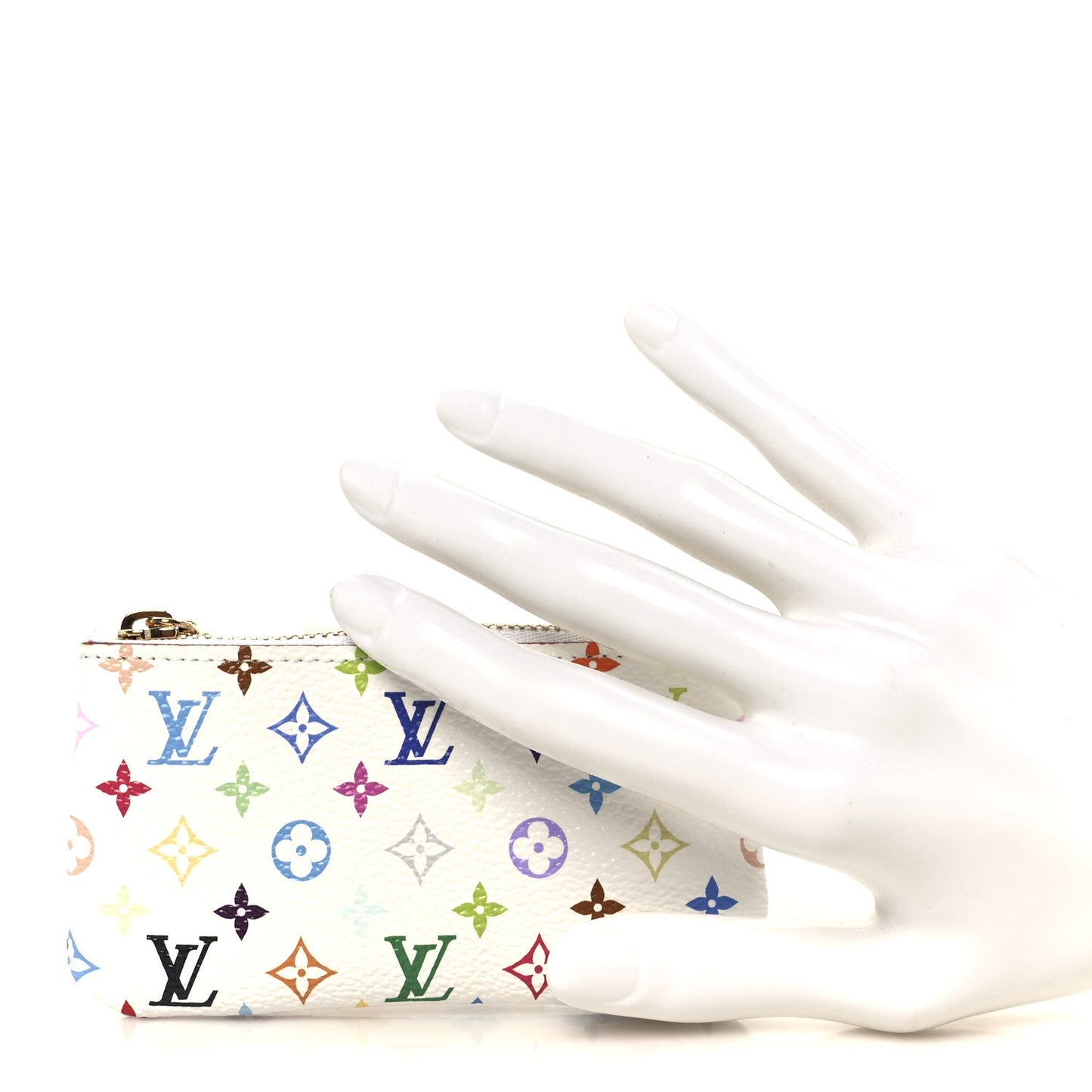 LV X TM Monogram Multicolor Key Pouch White