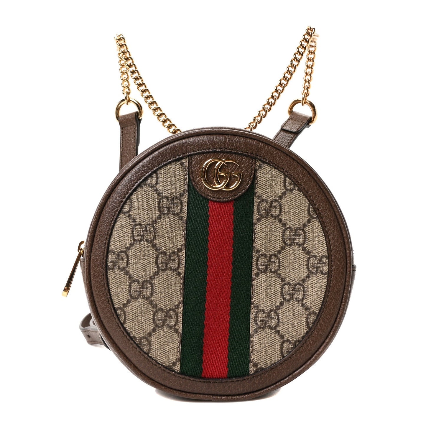 GG Supreme Monogram Web Mini Ophidia Round Backpack Brown