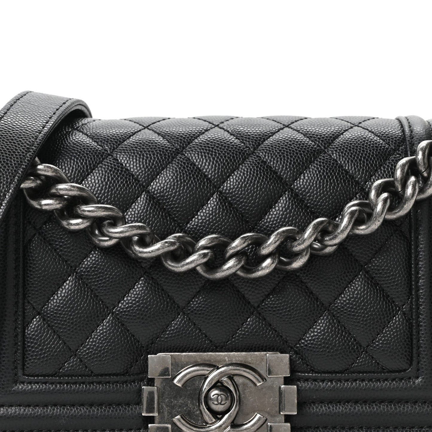 Caviar Quilted Small Boy Flap Black