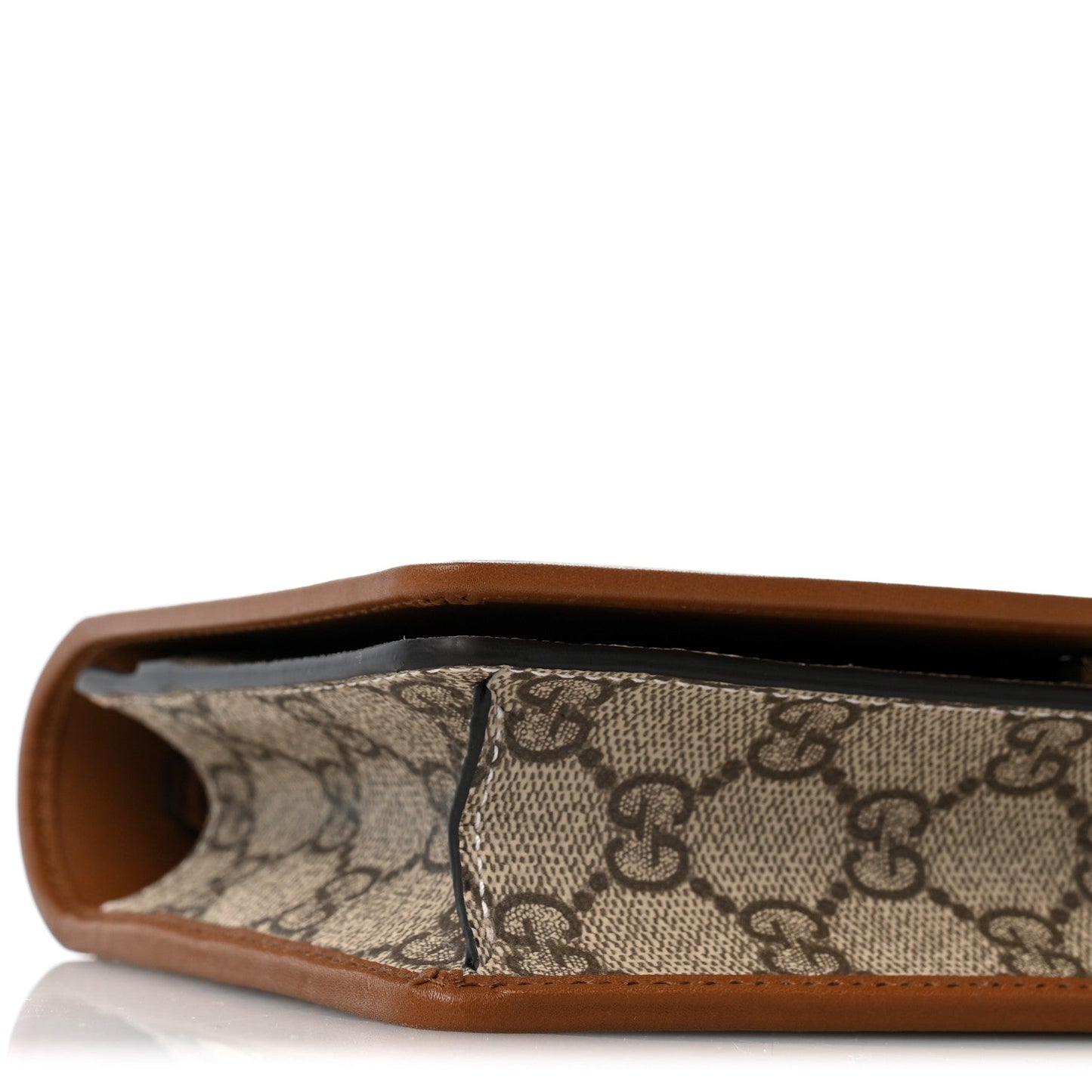 GG Emblem Monogram Wallet With Strap Beige Brown
