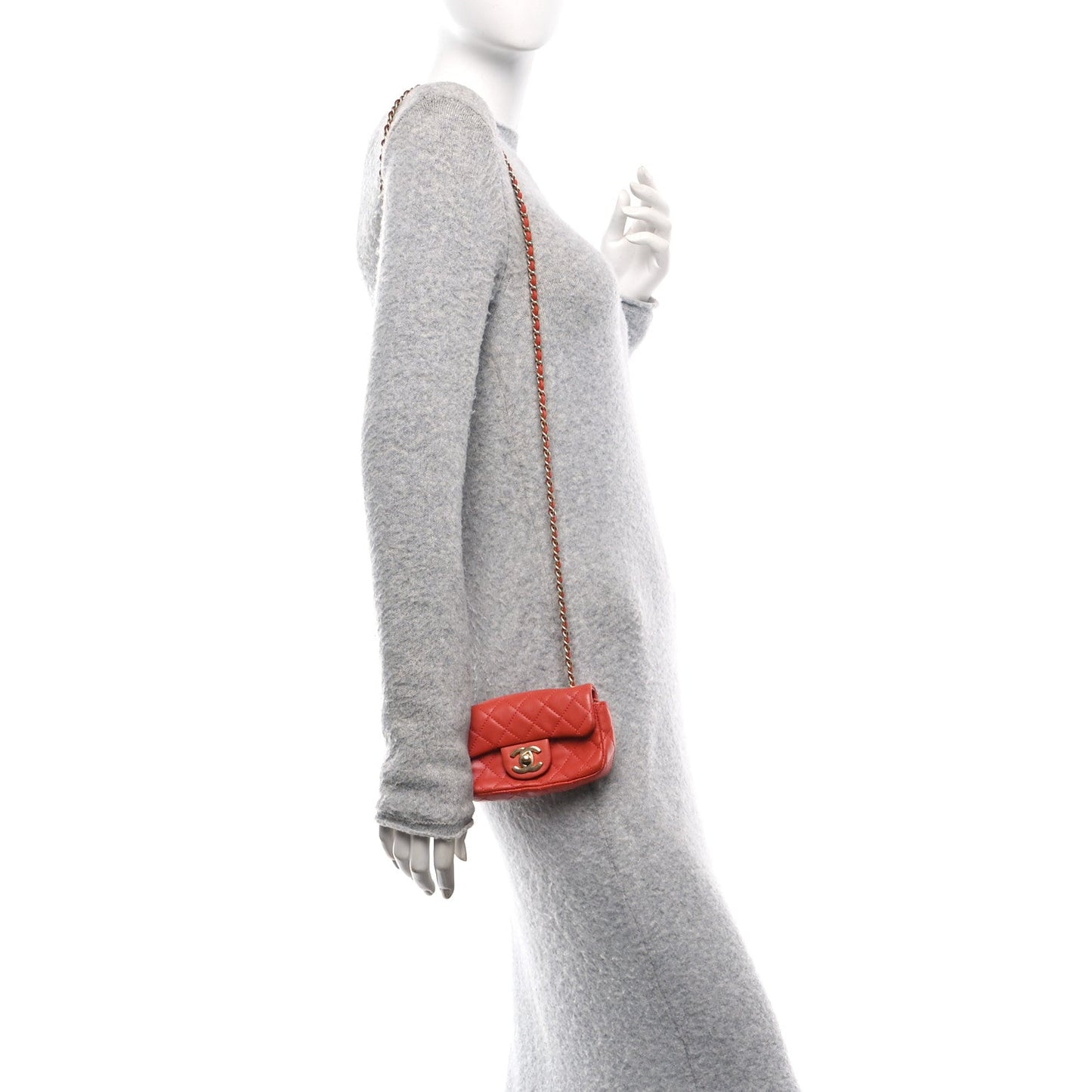 Lambskin Quilted Extra Mini Cruise Charm Flap Coral