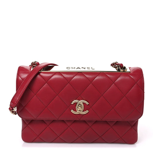 Lambskin Quilted Medium Trendy CC Flap Dark Pink