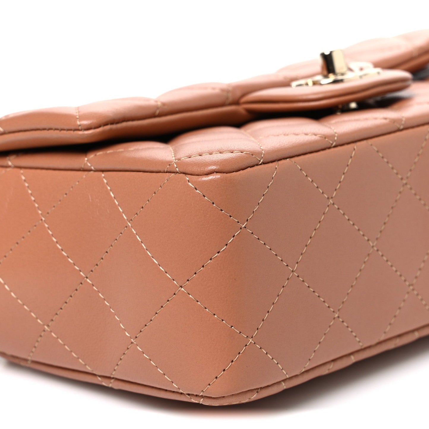 Lambskin Quilted Mini Rectangular Flap Brown