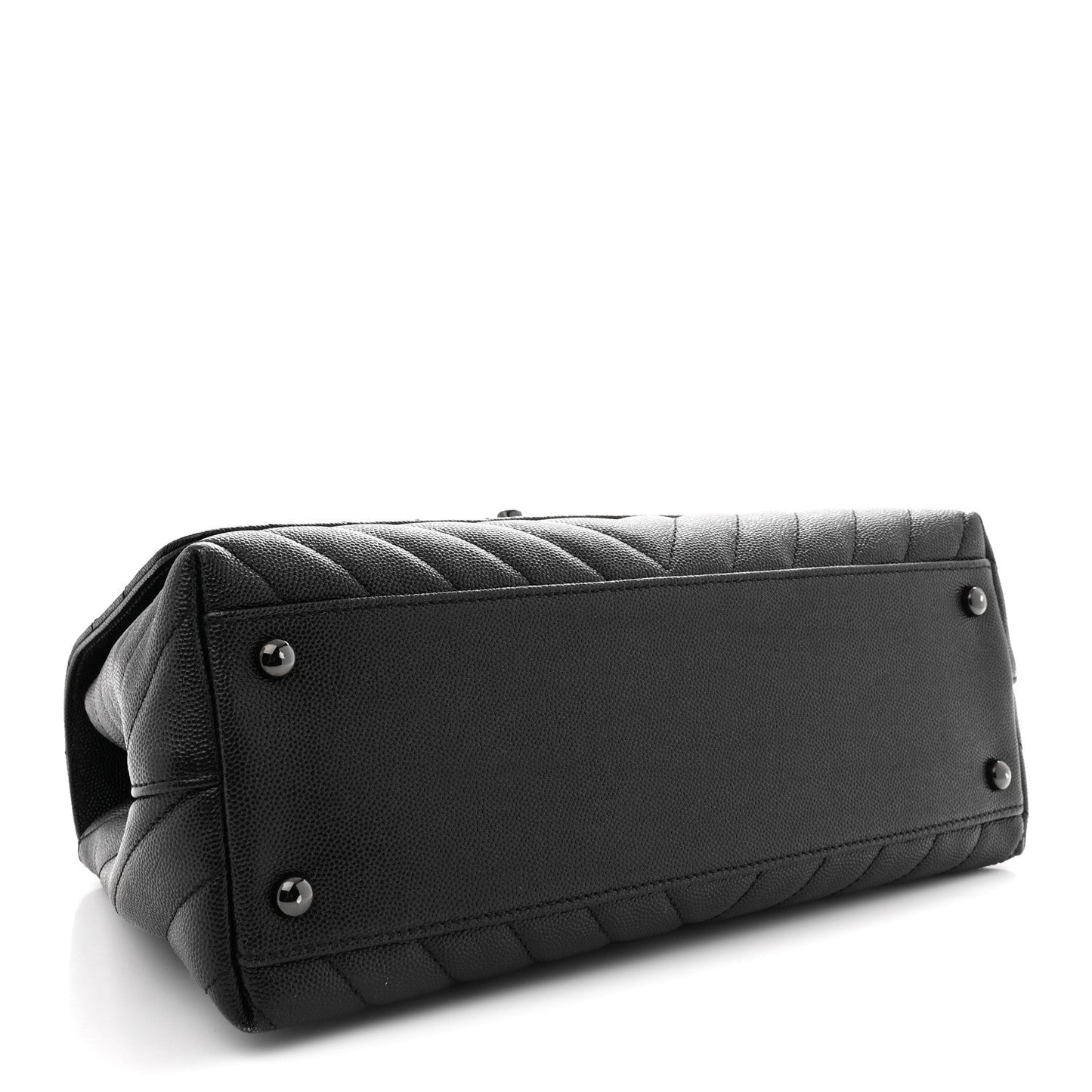 Caviar Chevron Quilted Small Coco Handle Flap So Black