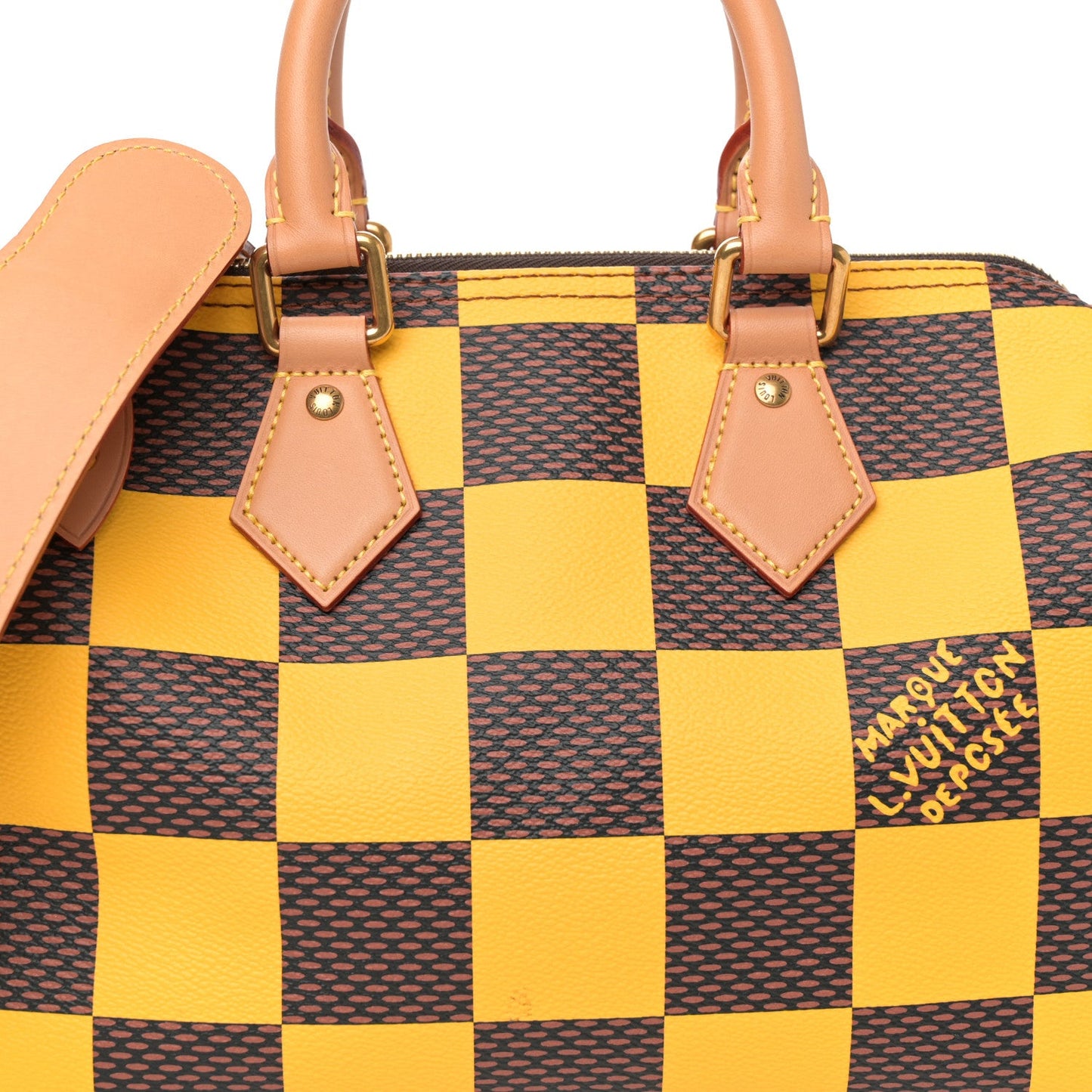 Damier Pop Speedy Bandouliere 25 Jaune Mat