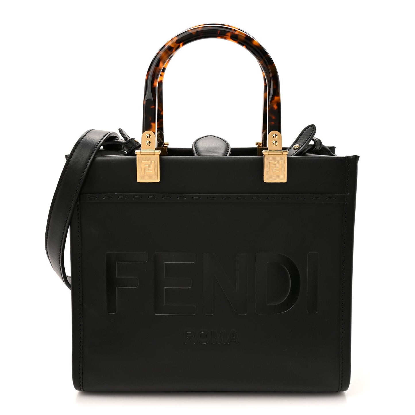 Vitello King Plexiglass Small Fendi Sunshine Shopper Tote Black