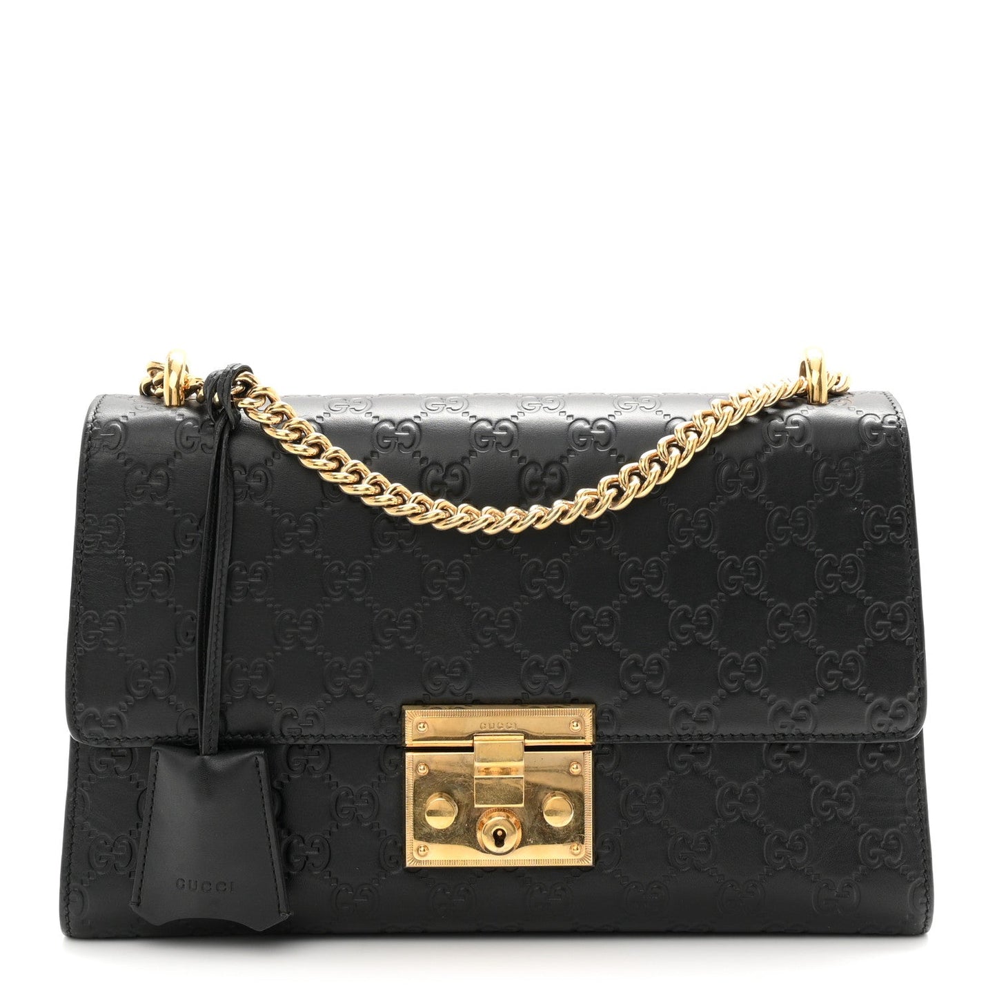 Guccissima Medium Padlock Shoulder Bag Black