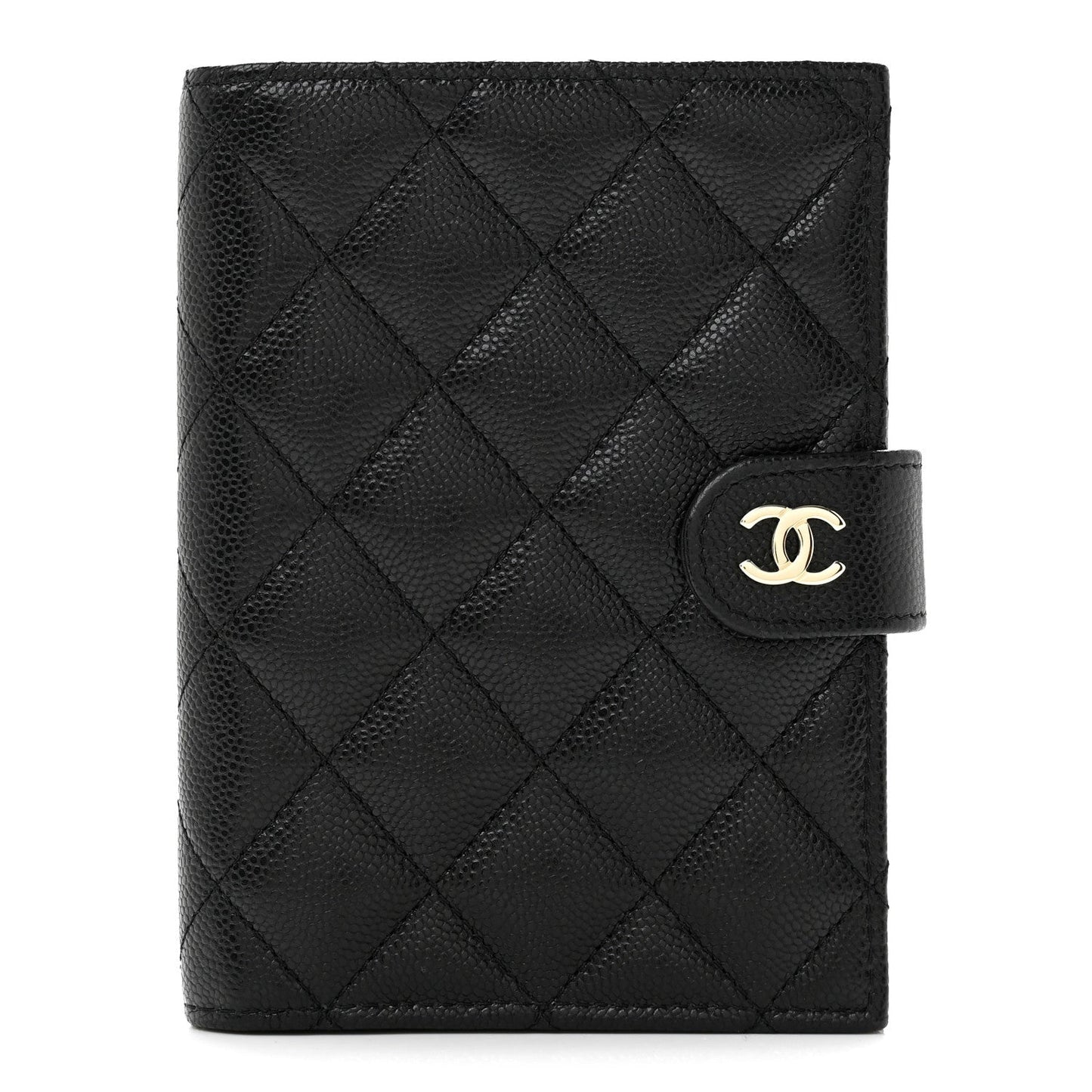 Caviar Quilted Passport Holder Black