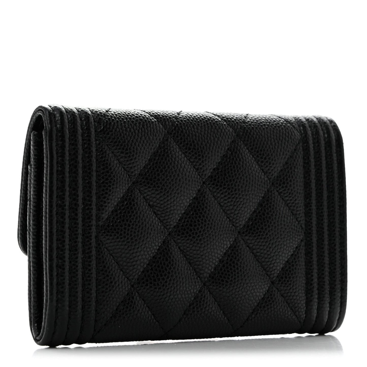 Caviar Quilted Boy Flap Card Holder Black