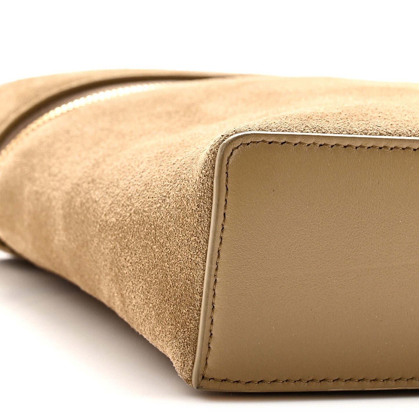 Suede Calfskin Large Supple Trapeze Vanity With Chain Beige