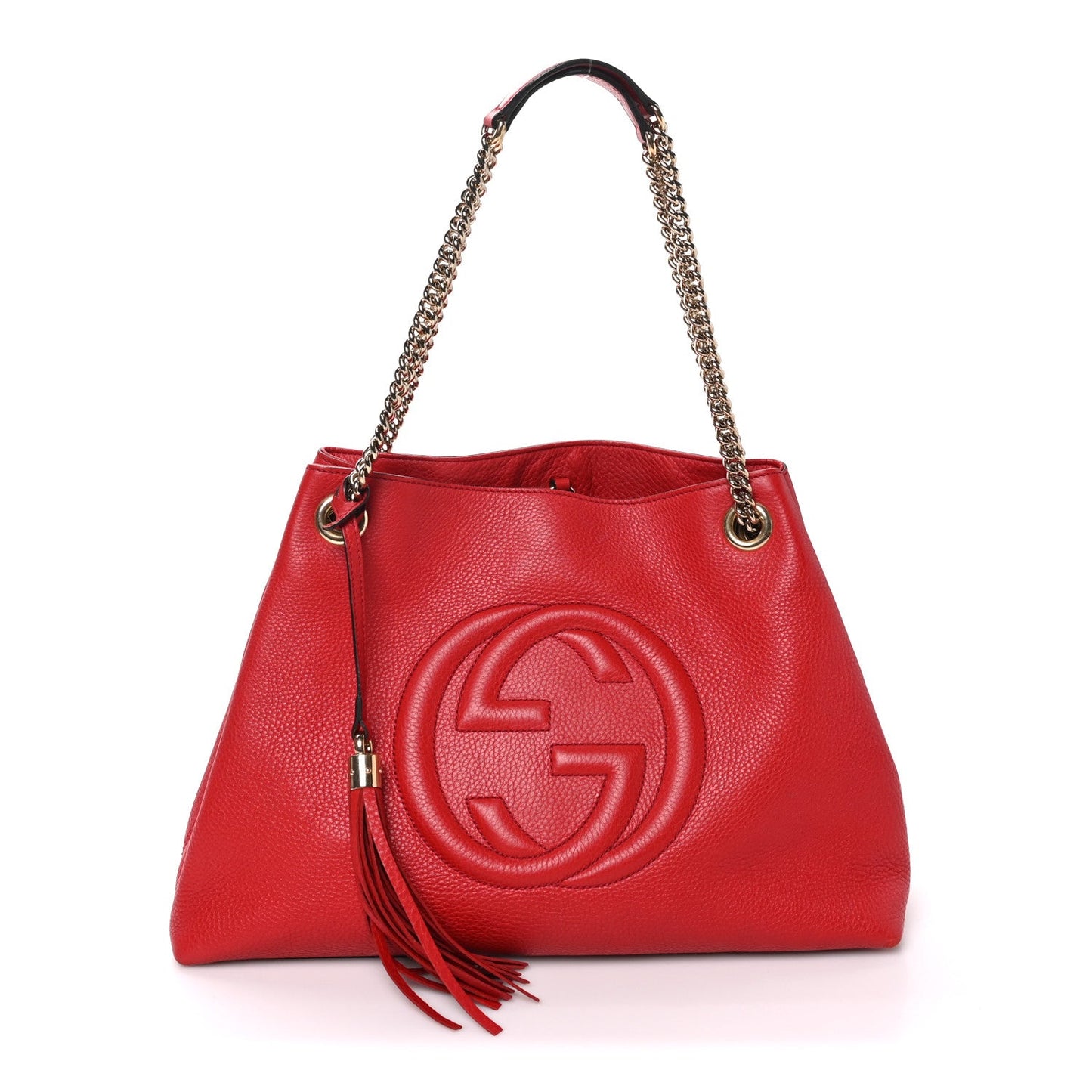 Pebbled Calfskin Medium Soho Chain Shoulder Bag Tabasco Red