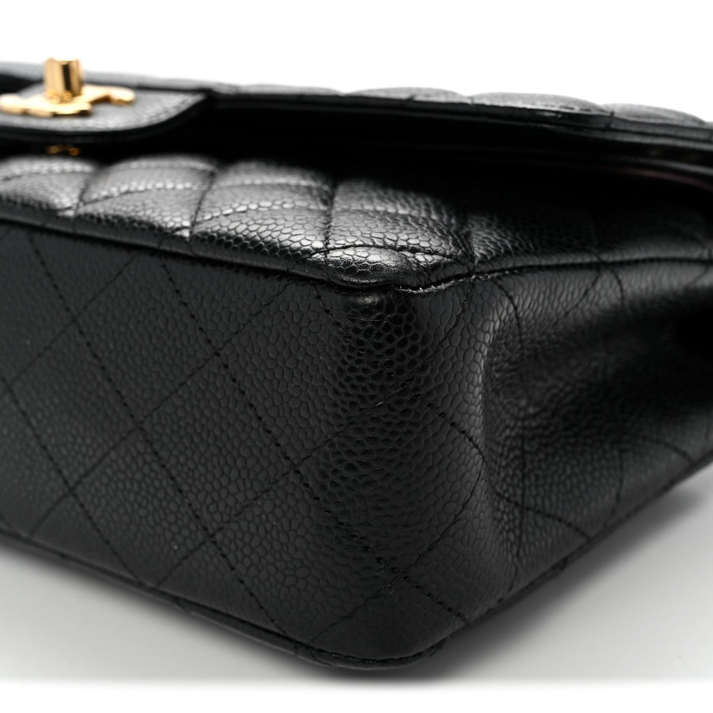 Caviar Quilted Medium Double Flap Black