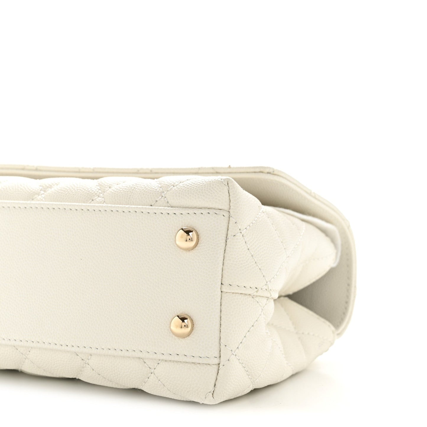 Caviar Quilted Mini Coco Handle Flap White