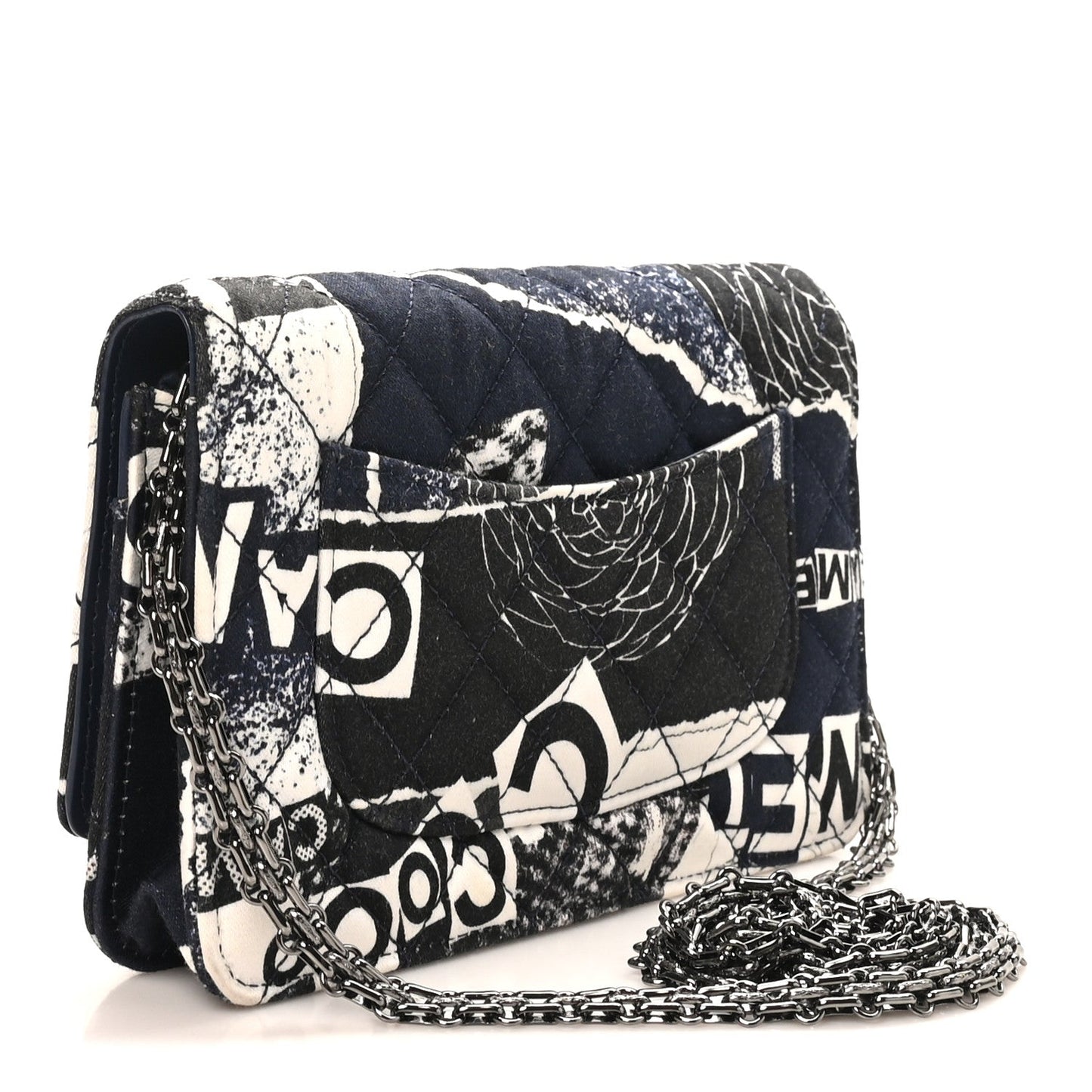 Canvas Printed Quilted 2.55 Reissue Wallet On Chain WOC White Black Navy Blue