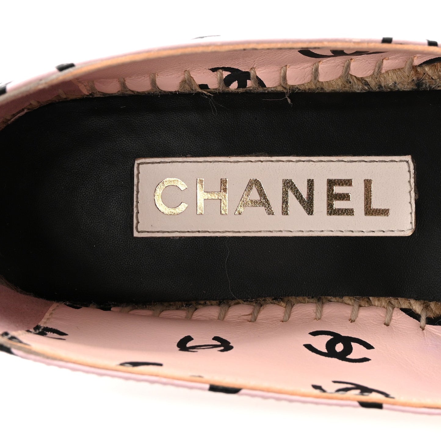 Lambskin Printed CC Espadrilles 37 Light Pink Black