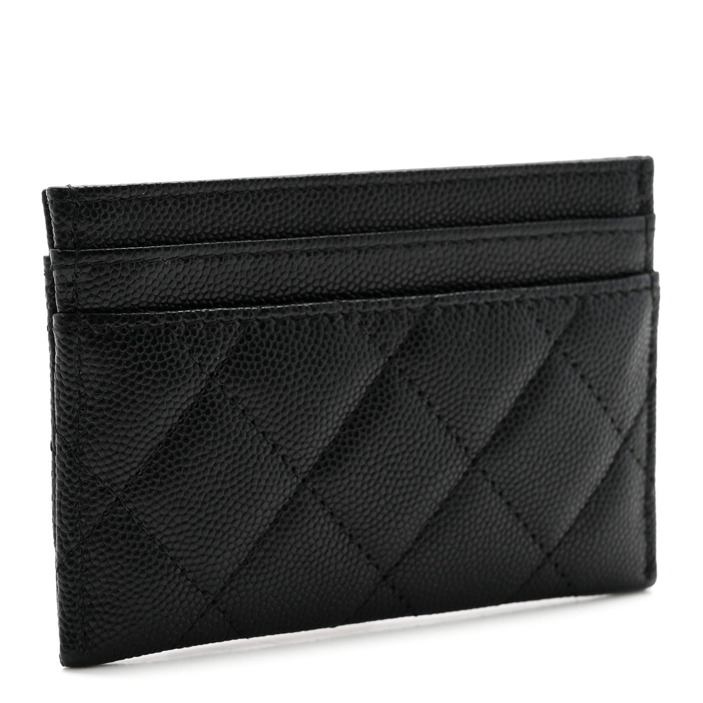 Caviar Quilted Studded CC Card Holder Black