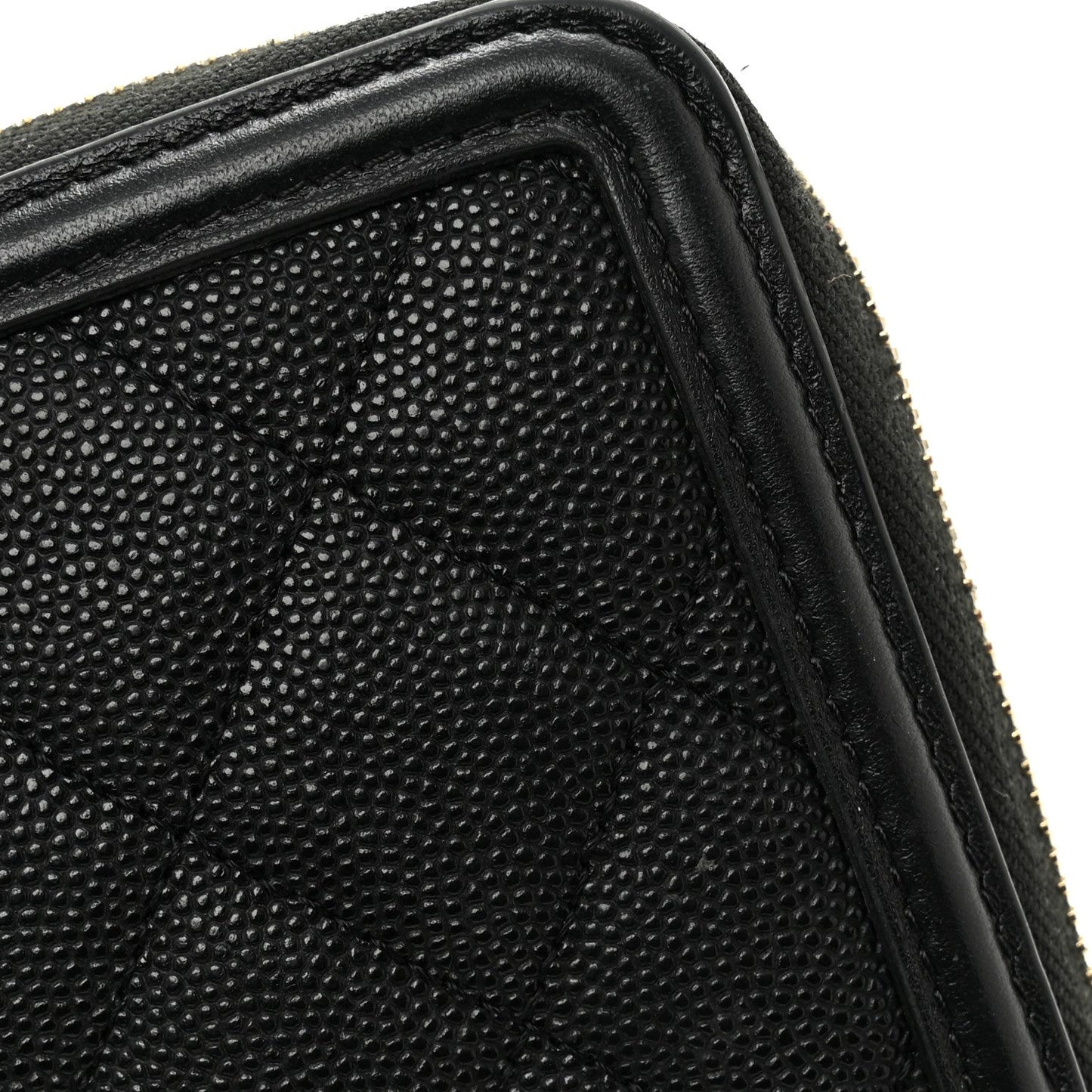 Caviar Quilted Filigree Zip Around Wallet Black