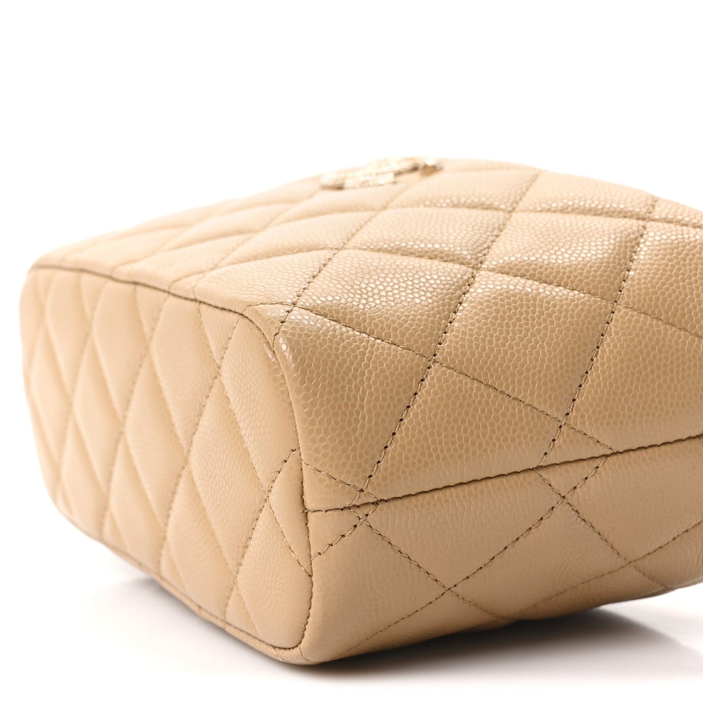 Caviar Quilted Hobo Clutch With Chain Dark Beige