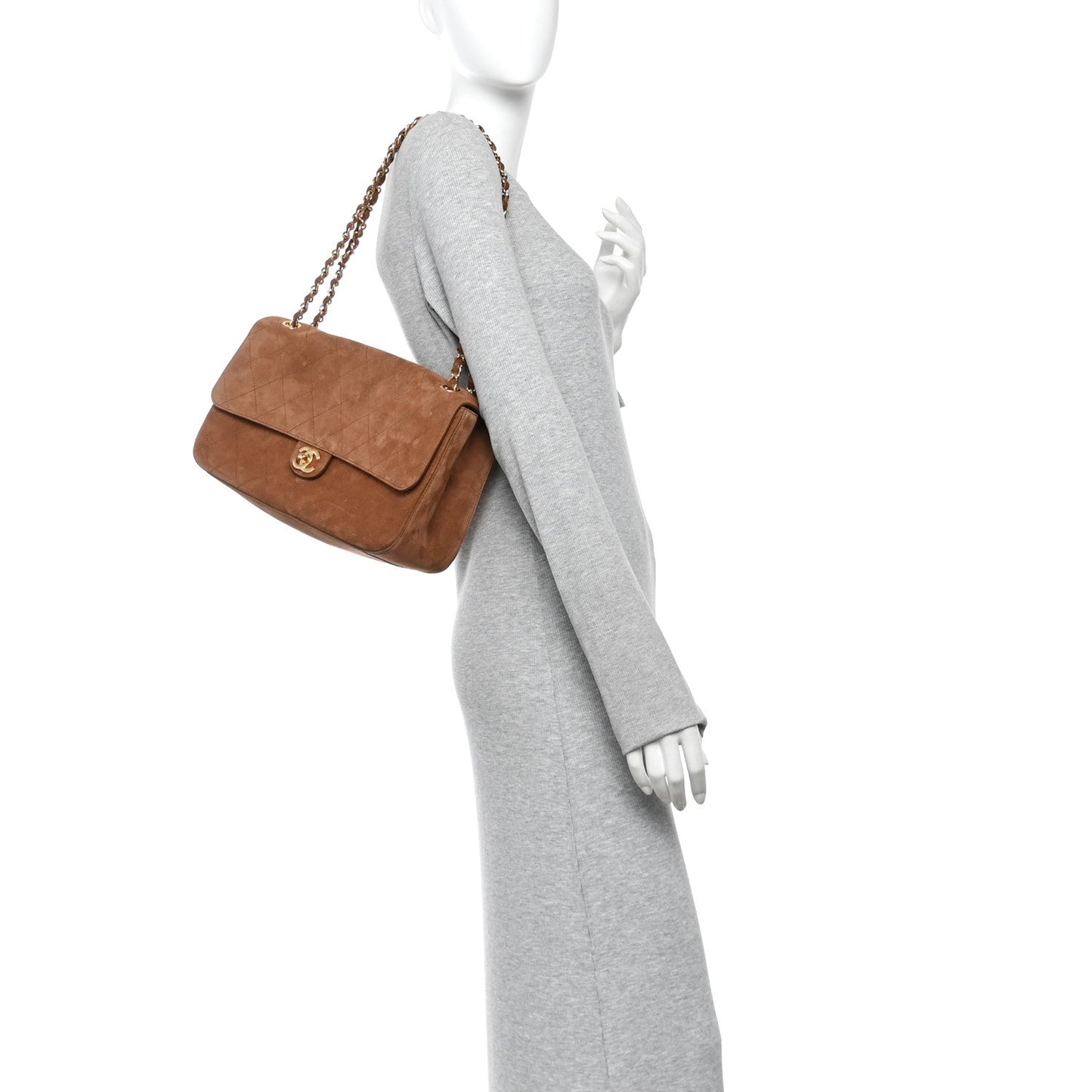 Suede Calfskin Small Souplissimo Maxi Flap Camel